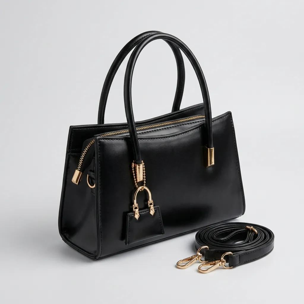 Siyah Rugan Görünümlü Kadın El ve Çapraz Askılı Mini Çanta Gold Detaylı Fermuarlı - Bayi Depom Siyah Rugan Görünümlü Kadın El ve Çapraz Askılı Mini Çanta Gold Detaylı Fermuarlı - Bayi Depom