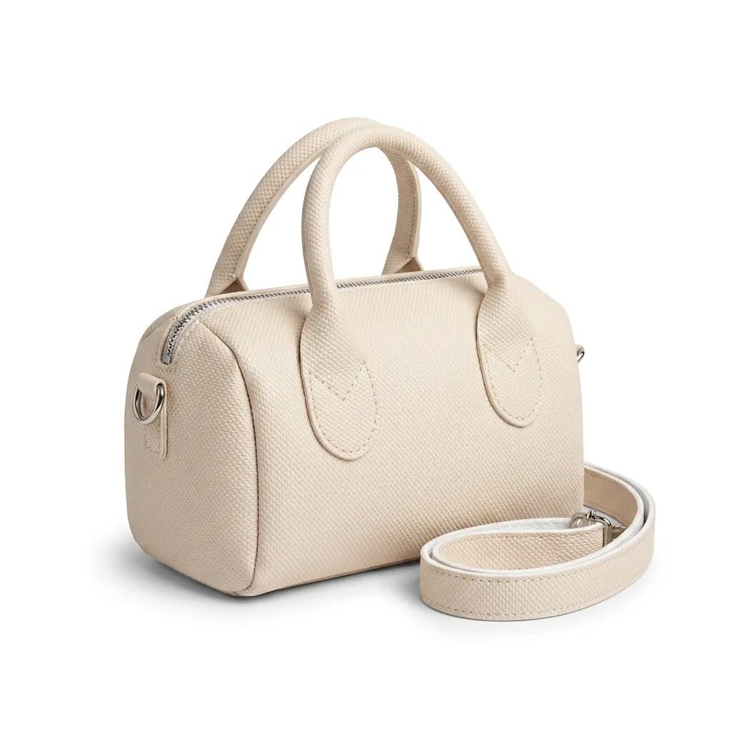 Krem Mat Dokulu Mini El ve Omuz Çantası Kadın Fermuarlı Günlük Şık Çanta 19x11 cm - Bayi Depom