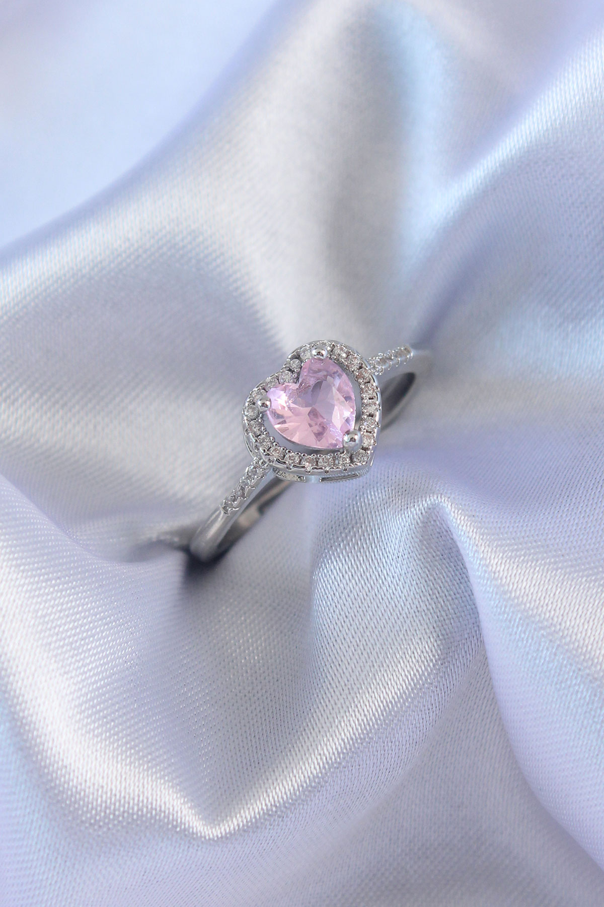 Gümüş Renk Pembe Zirkon Taşlı Kalp Charm Model Pirinç Kadın Yüzük - Bayi Depom Gümüş Renk Pembe Zirkon Taşlı Kalp Charm Model Pirinç Kadın Yüzük - Bayi Depom