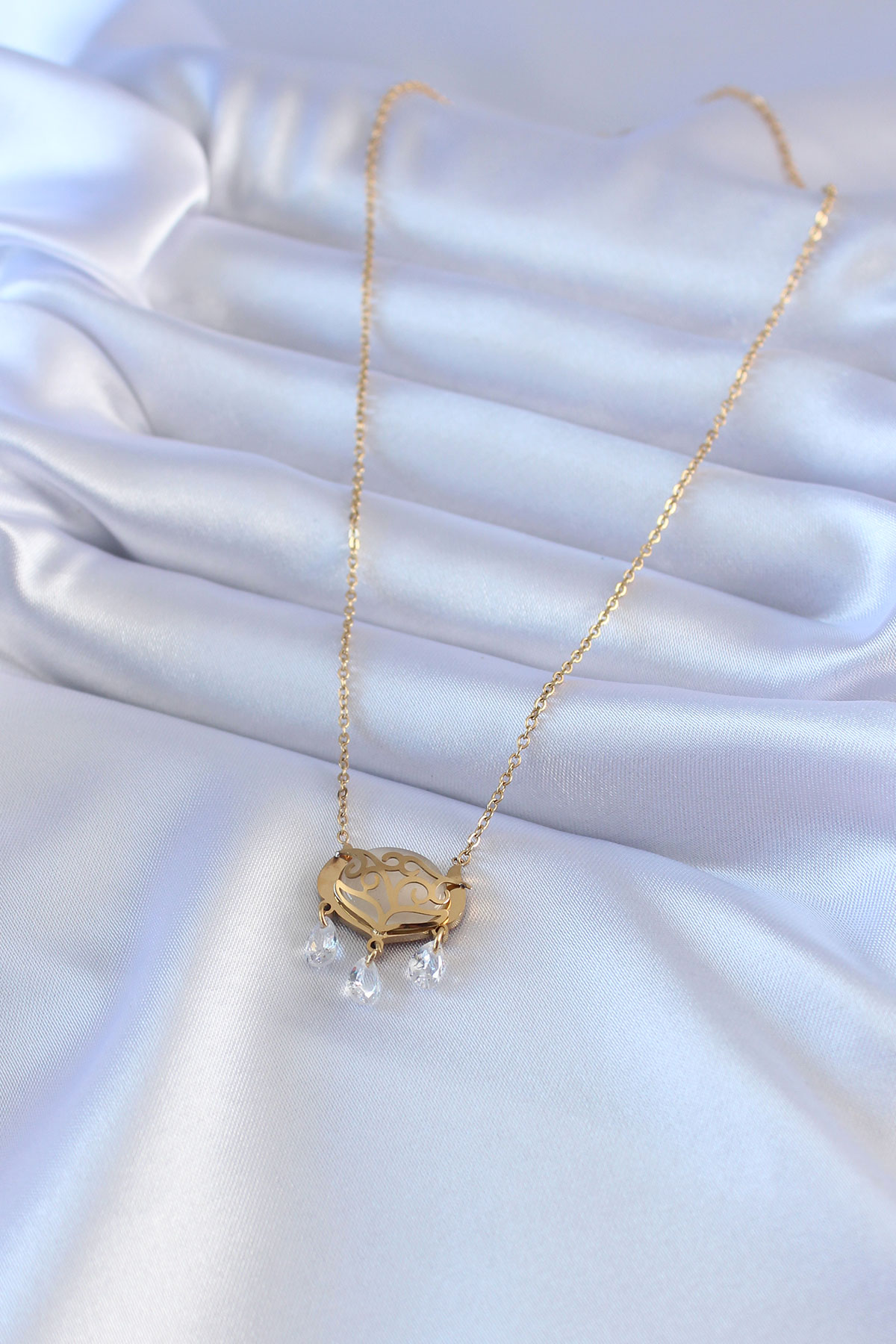 316L Çelik Gold Renk Lotus Model Zirkon Taşlı Kadın Kolye - Bayi Depom 316L Çelik Gold Renk Lotus Model Zirkon Taşlı Kadın Kolye - Bayi Depom