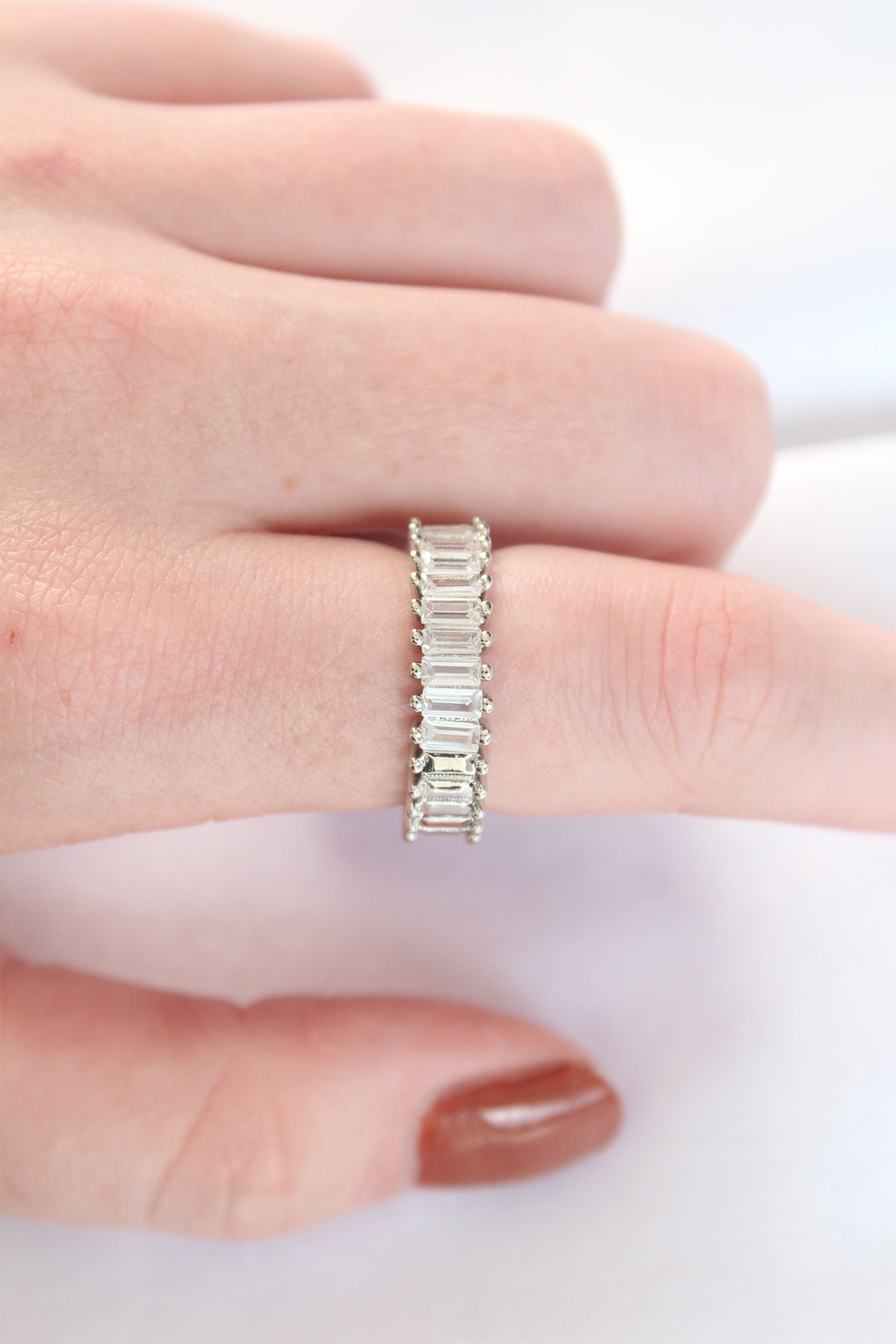 Sıralı Baget Taşlı Silver Renk Ayarlanabilir Yüzük - Bayi Depom Sıralı Baget Taşlı Silver Renk Ayarlanabilir Yüzük - Bayi Depom