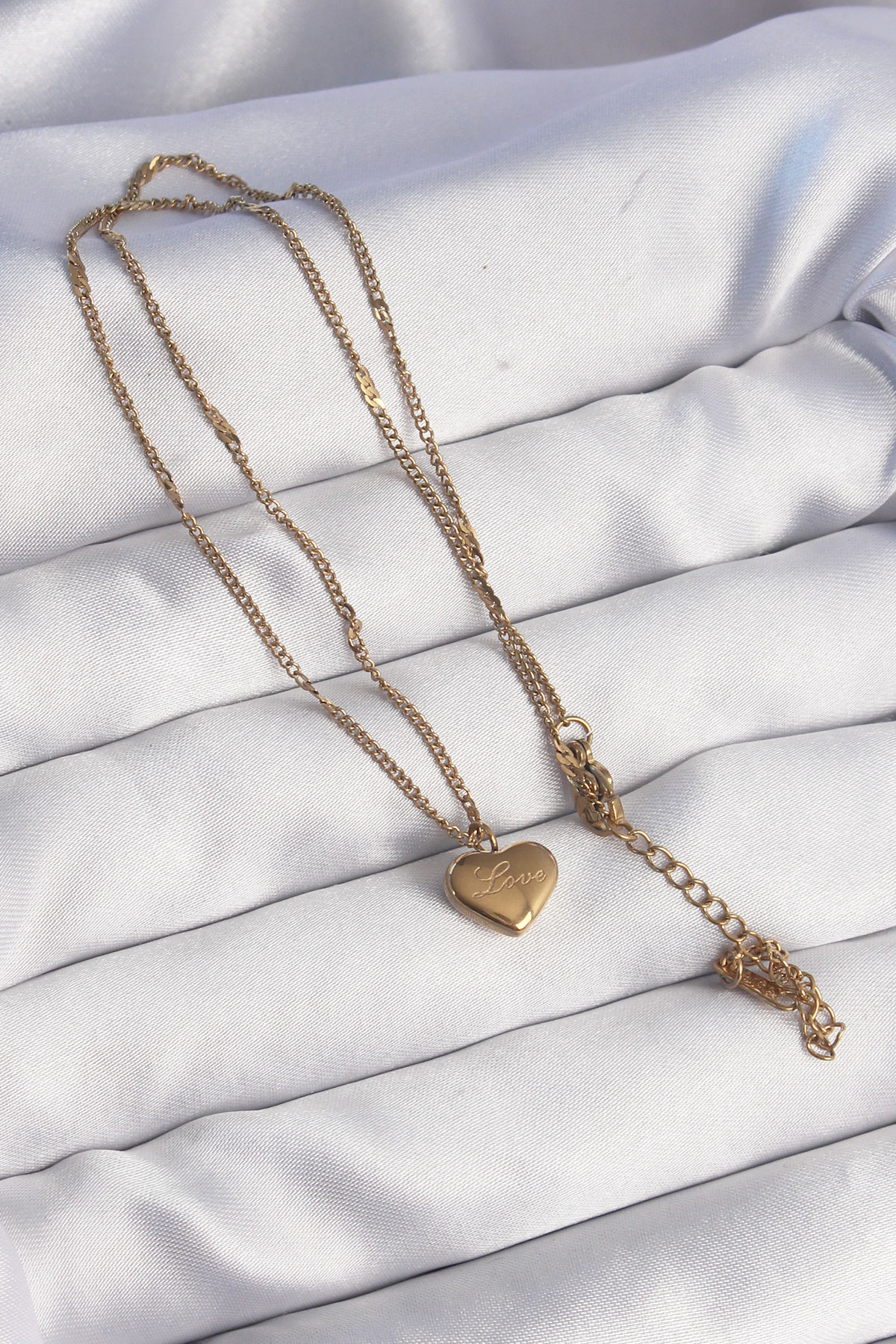 316L Çelik Gold Renk Kalp Model Love Kolye - Bayi Depom 316L Çelik Gold Renk Kalp Model Love Kolye - Bayi Depom