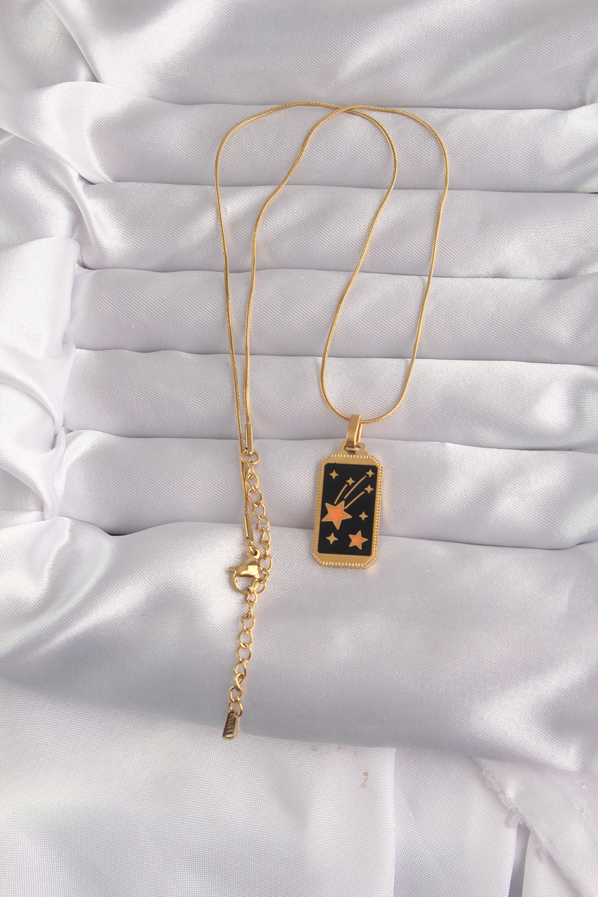 316L Çelik Gold Renk Siyah Mineli Yıldız Figür Tarot Kolye - Bayi Depom 316L Çelik Gold Renk Siyah Mineli Yıldız Figür Tarot Kolye - Bayi Depom