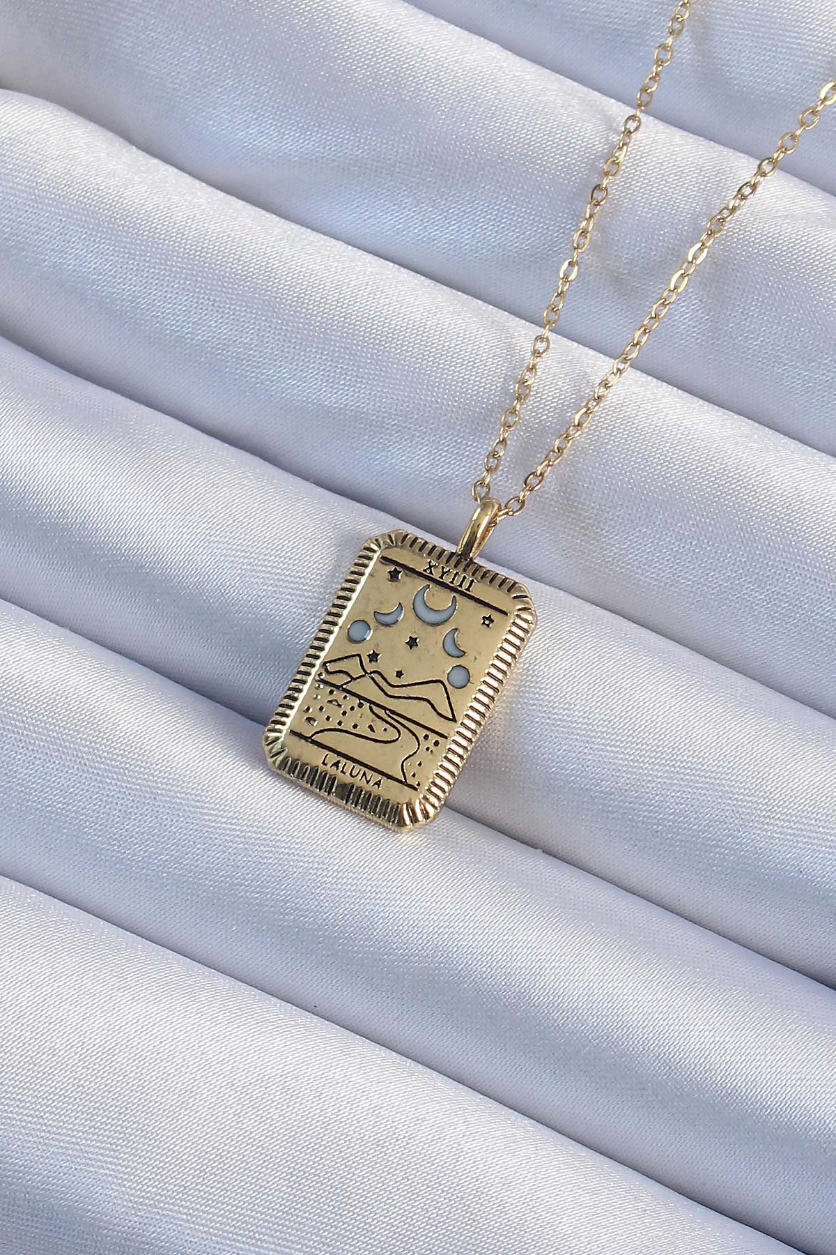 316L Çelik Zincir Eskitme Gold Renk Ay Figürlü Tarot Kolye - Bayi Depom 316L Çelik Zincir Eskitme Gold Renk Ay Figürlü Tarot Kolye - Bayi Depom