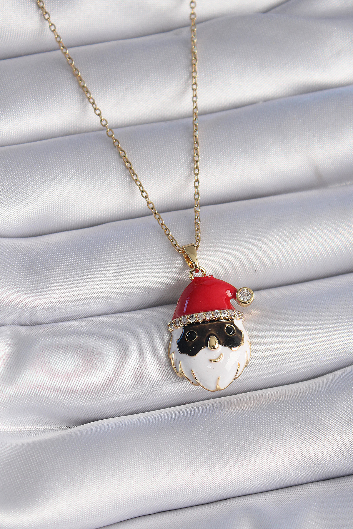 316L Çelik Gold Renk Zincir Zirkon Taşlı Yılbaşı Temalı Noel Baba Figür Kadın Kolye - Bayi Depom 316L Çelik Gold Renk Zincir Zirkon Taşlı Yılbaşı Temalı Noel Baba Figür Kadın Kolye - Bayi Depom