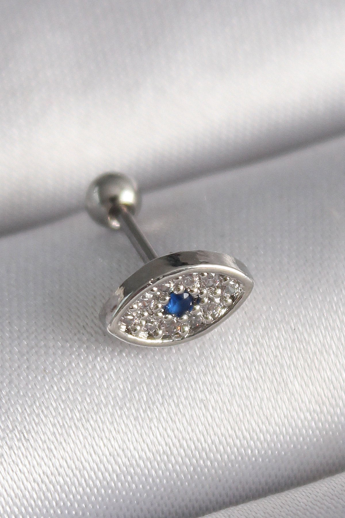 316L Çelik Gümüş Renk Zirkon Taşlı Göz Tragus Piercing - Bayi Depom 316L Çelik Gümüş Renk Zirkon Taşlı Göz Tragus Piercing - Bayi Depom