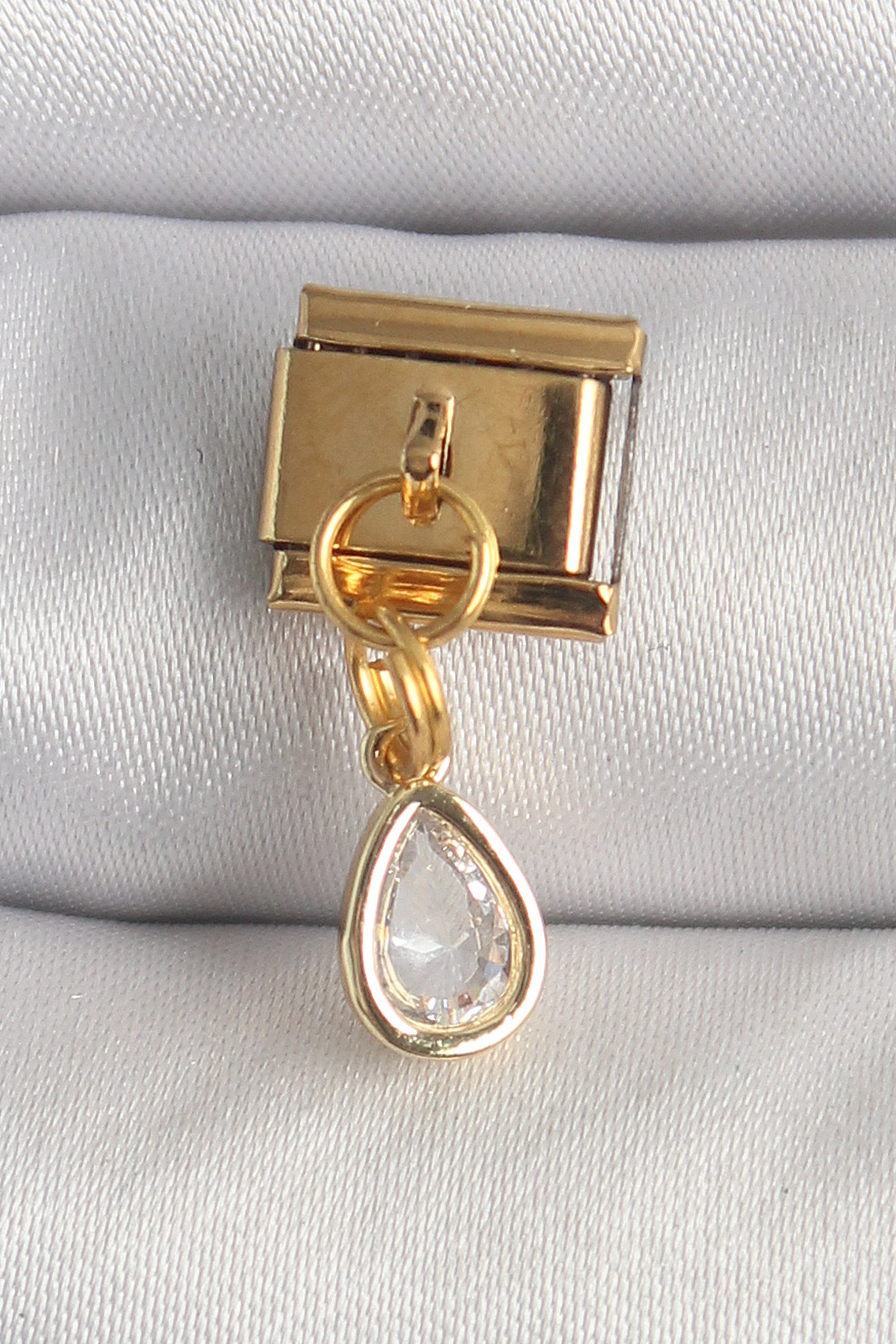 316L Çelik Gold Renk Sallantı Damla Zirkon Taşlı Nomination Charm - Bayi Depom