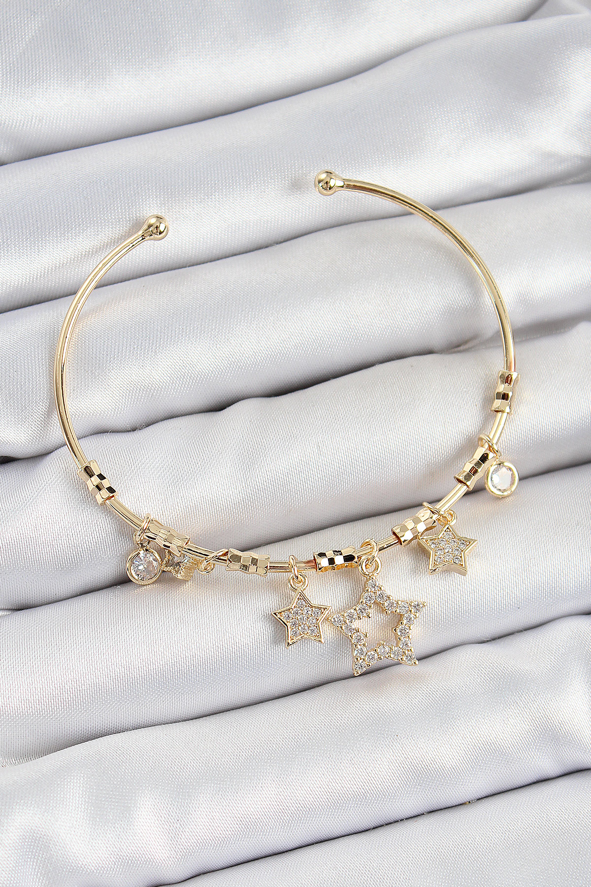 Pirinç Zirkon Taşlı Yıldız Model Gold Renk Charm Bileklik - Bayi Depom Pirinç Zirkon Taşlı Yıldız Model Gold Renk Charm Bileklik - Bayi Depom