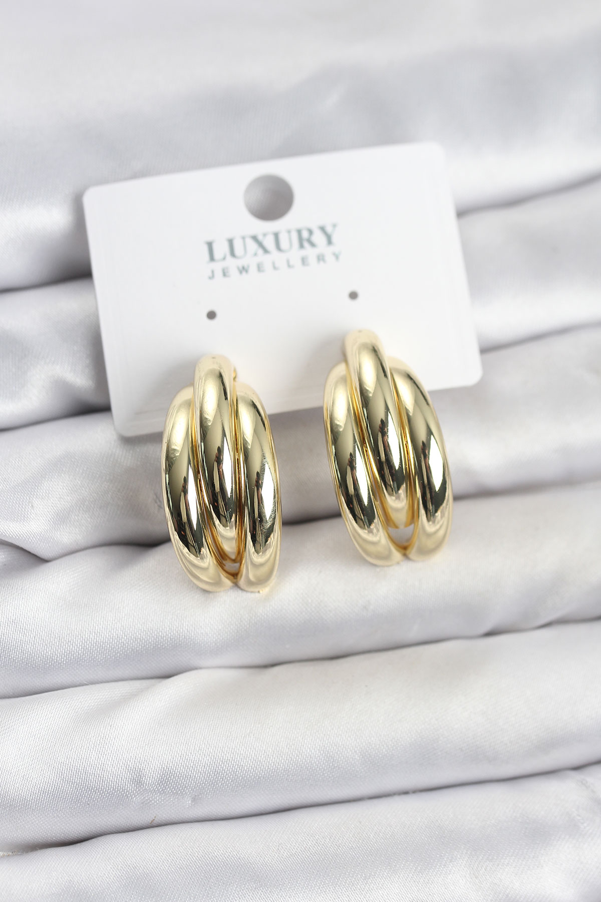 Gold Renk Pirinç Yarım Halka Model Kadın Küpe - Bayi Depom Gold Renk Pirinç Yarım Halka Model Kadın Küpe - Bayi Depom