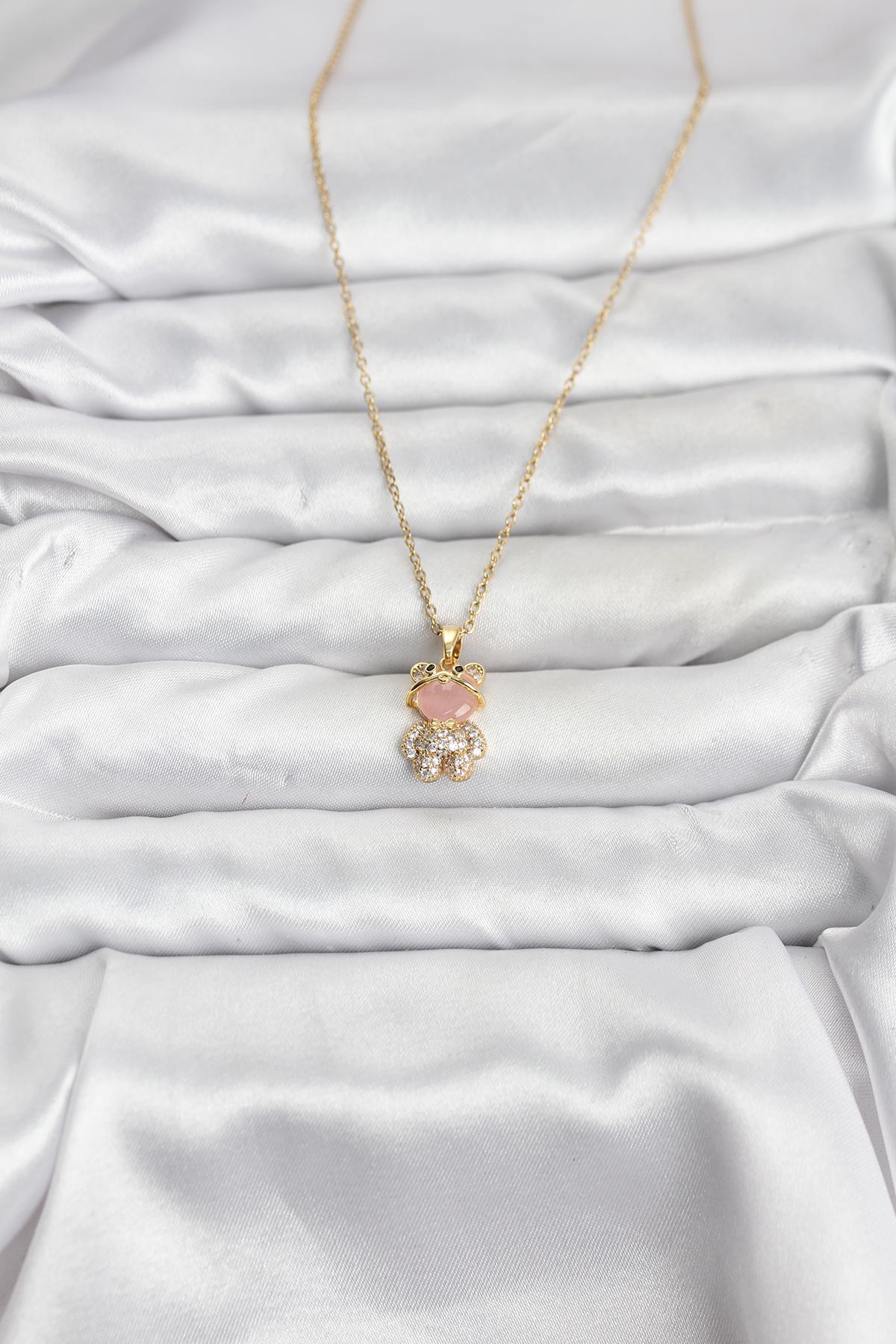 316L Çelik Zincir Gold Renk Teddy Bear Model Zirkon Taşlı Kadın Kolye - Bayi Depom 316L Çelik Zincir Gold Renk Teddy Bear Model Zirkon Taşlı Kadın Kolye - Bayi Depom
