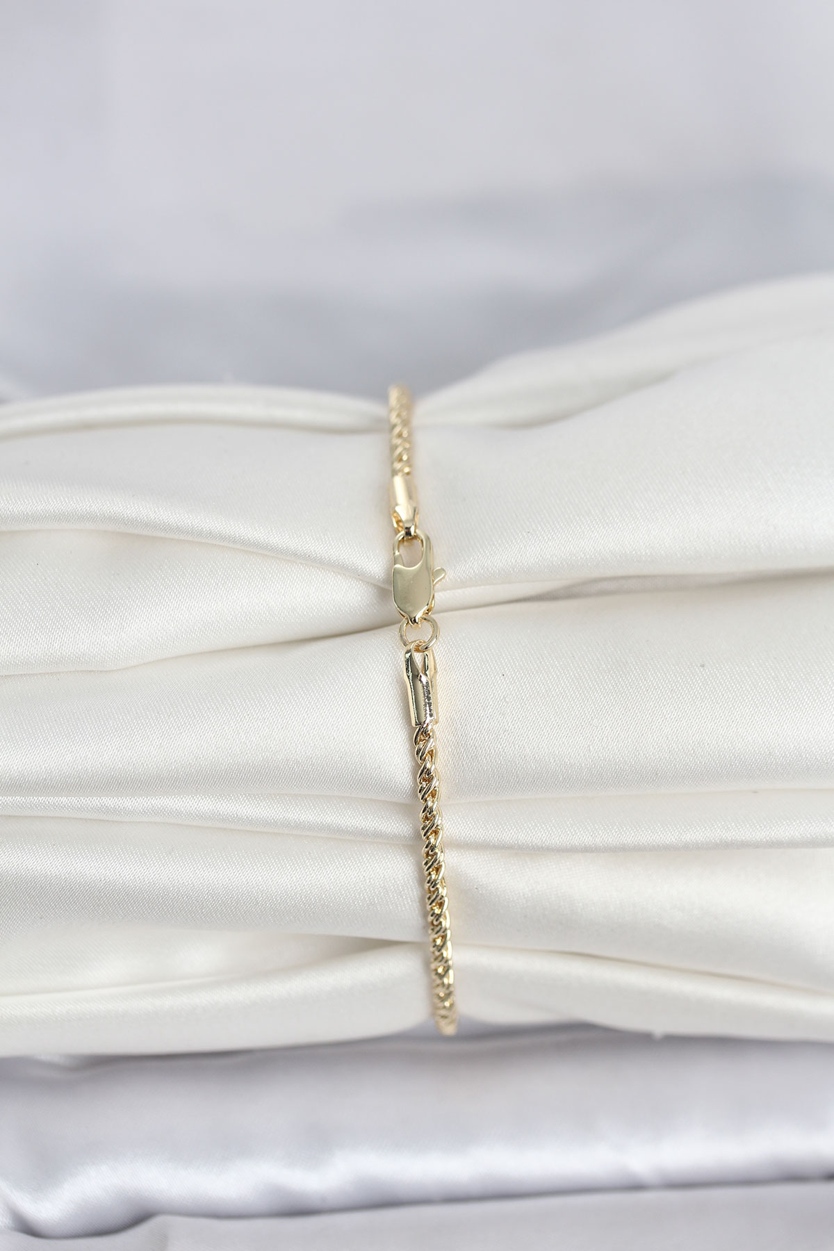 CM 14K Gold Renk Burgulu Zincir Model Kadın Bileklik - Bayi Depom