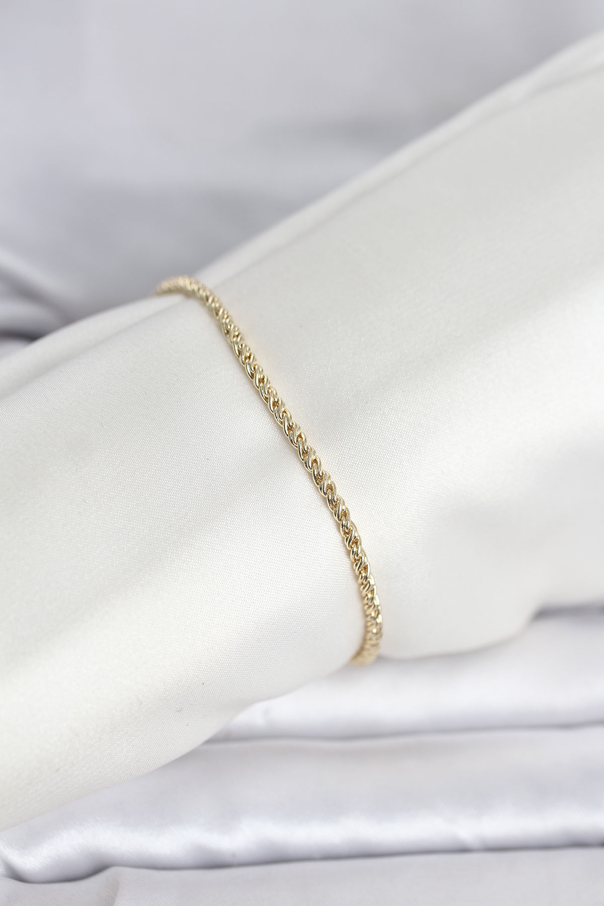 CM 14K Gold Renk Burgulu Zincir Model Kadın Bileklik - Bayi Depom