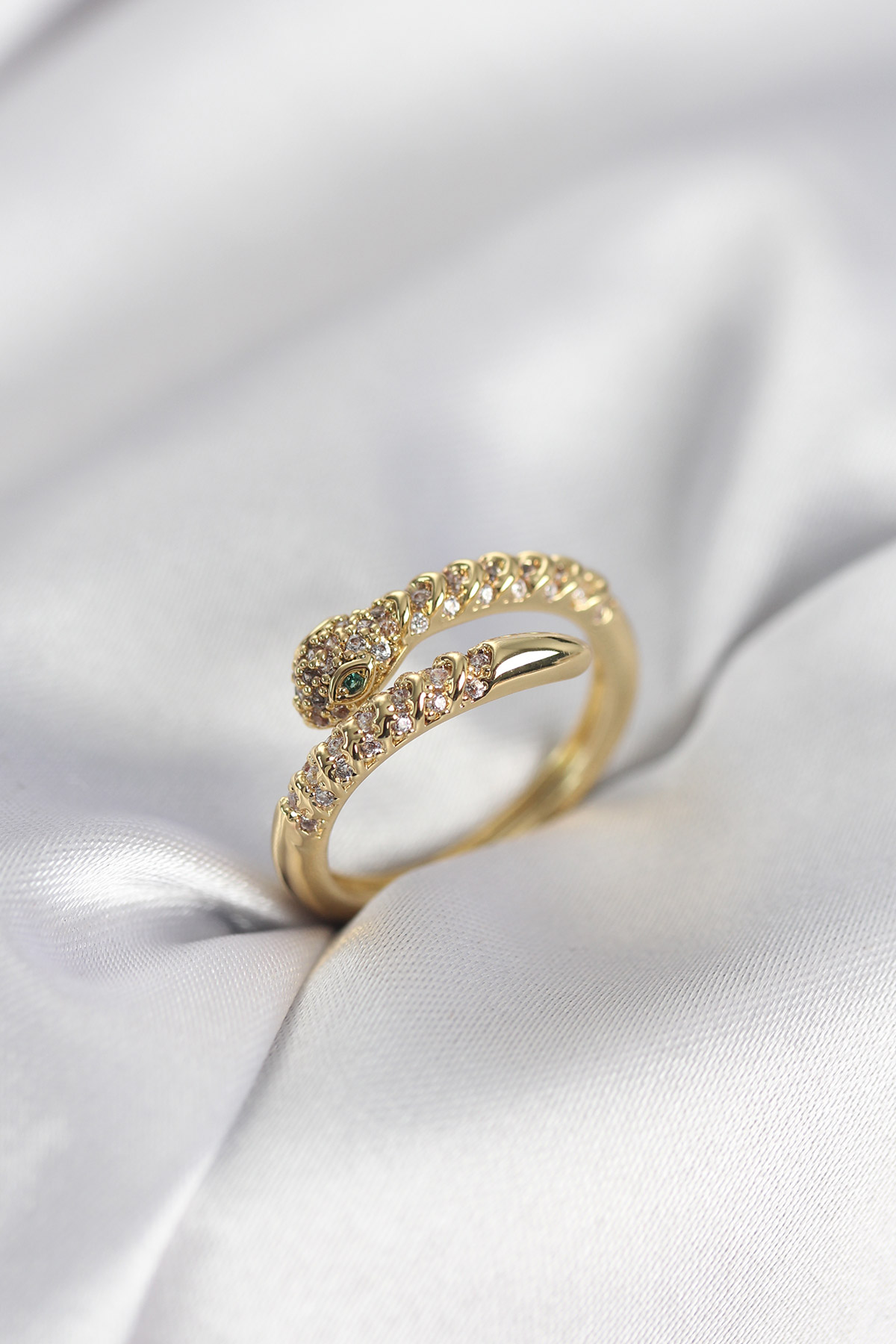 Yılan Model Gold Renk Zirkon Taşlı Kadın Yüzük - Bayi Depom Yılan Model Gold Renk Zirkon Taşlı Kadın Yüzük - Bayi Depom
