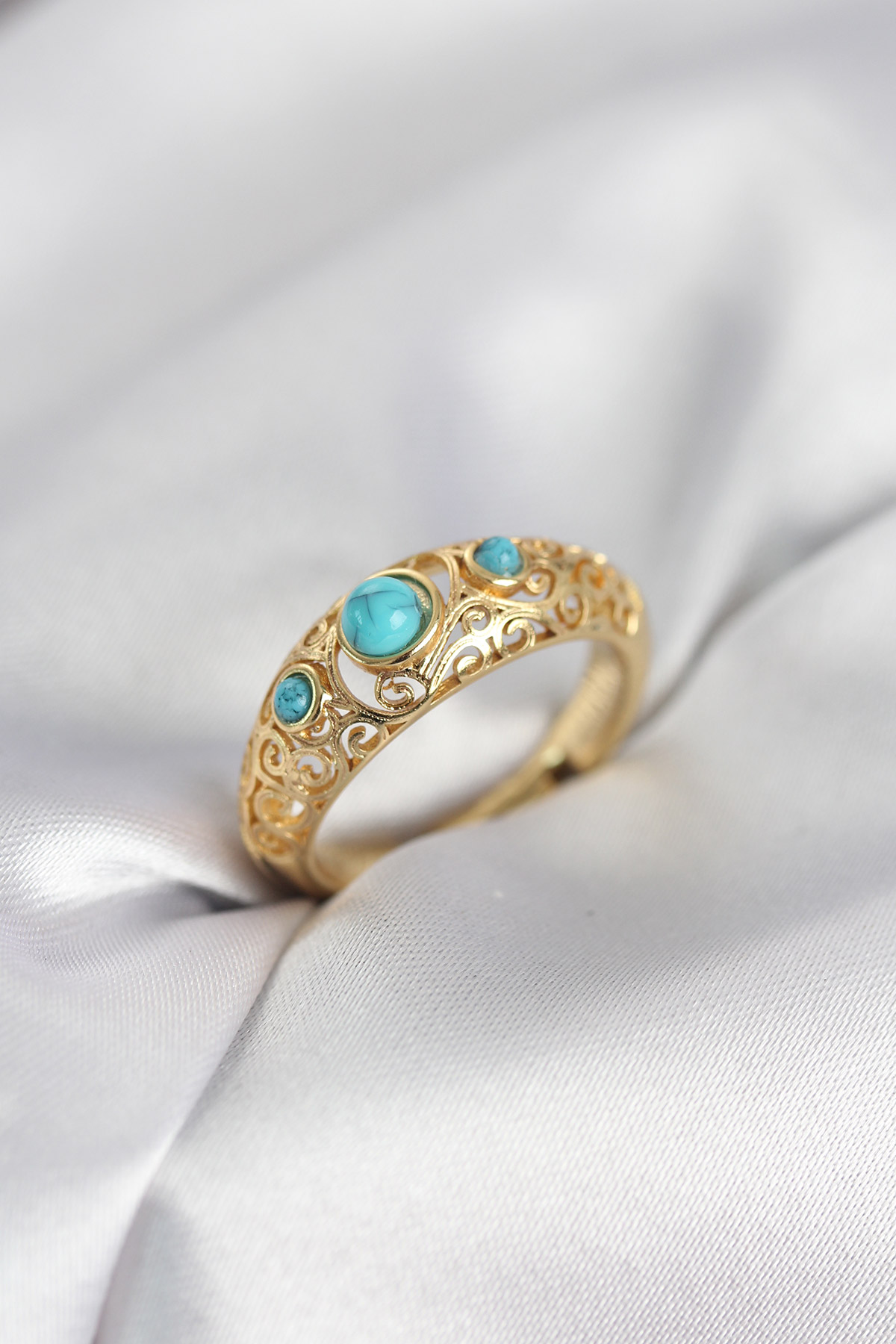 Vintage Model Mavi Taşlı Gold Renk Kadın Yüzük - Bayi Depom Vintage Model Mavi Taşlı Gold Renk Kadın Yüzük - Bayi Depom