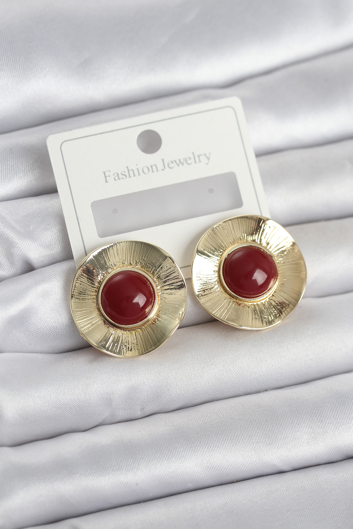 Vintage Model Bordo Gold Renk Pirinç Kadın Küpe - Bayi Depom Vintage Model Bordo Gold Renk Pirinç Kadın Küpe - Bayi Depom