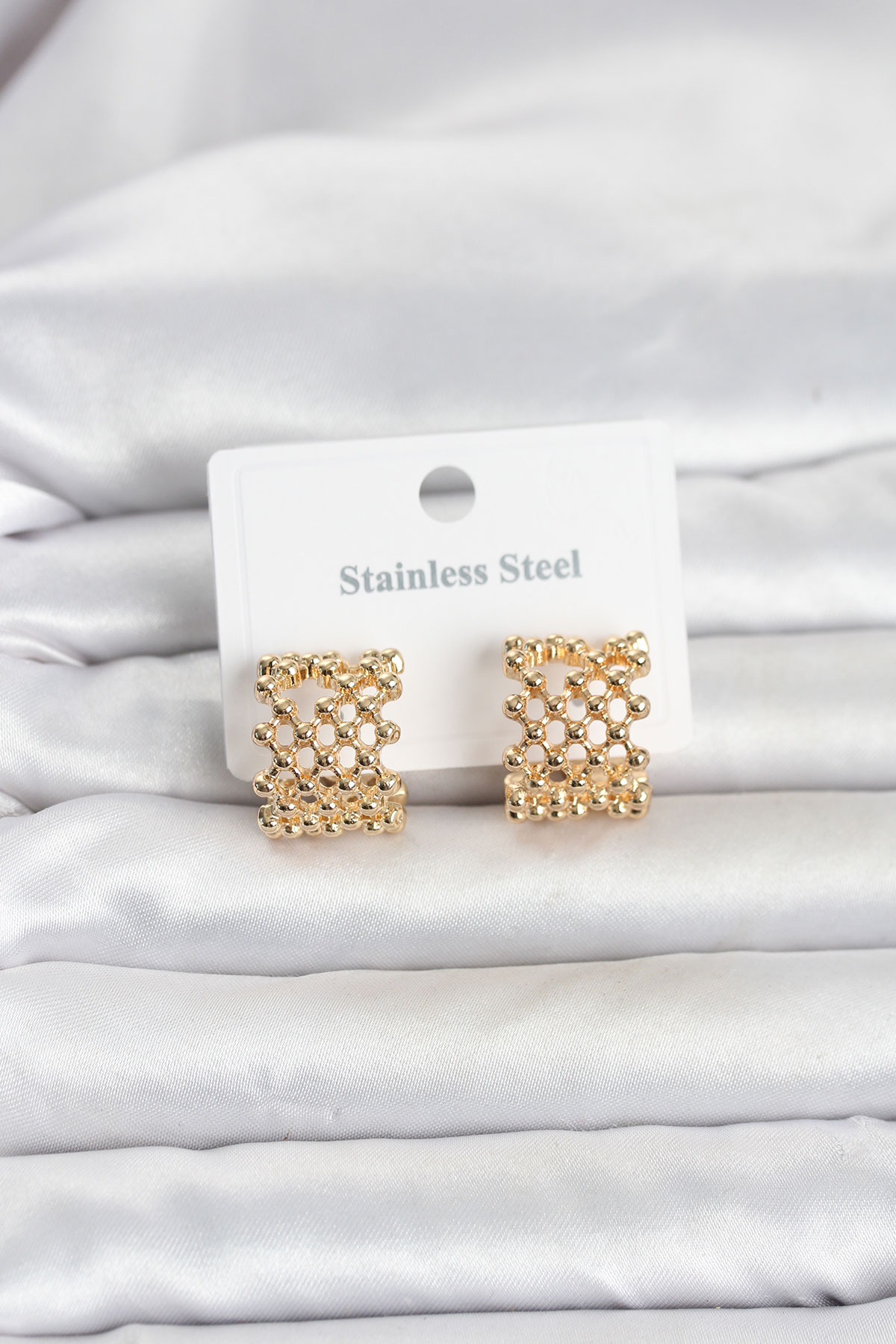 316L Çelik Gold Renk Motif Desenli Halka Kadın Küpe - Bayi Depom 316L Çelik Gold Renk Motif Desenli Halka Kadın Küpe - Bayi Depom