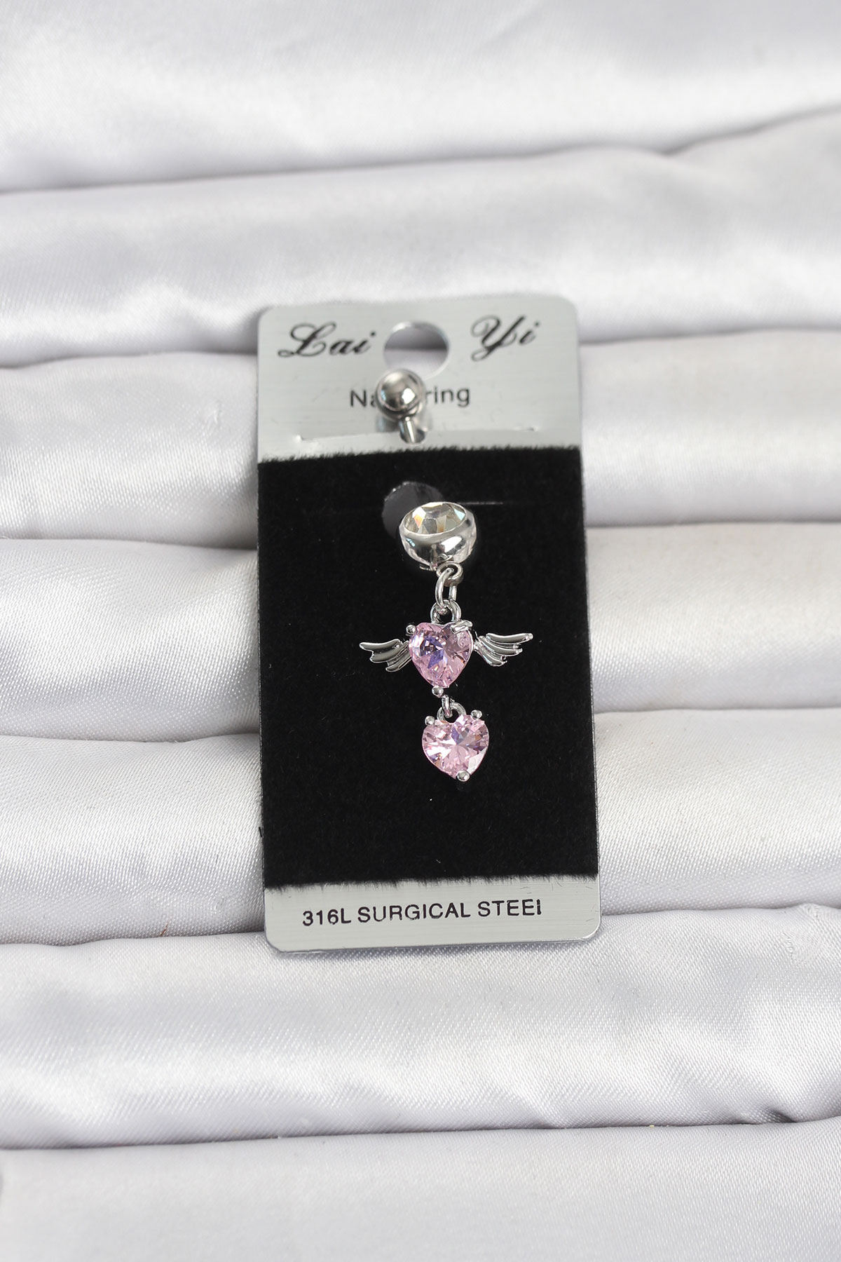 316L Cerrahi Çelik Pembe Zirkon Taşlı Kanat Model Göbek Piercing - Bayi Depom 316L Cerrahi Çelik Pembe Zirkon Taşlı Kanat Model Göbek Piercing - Bayi Depom