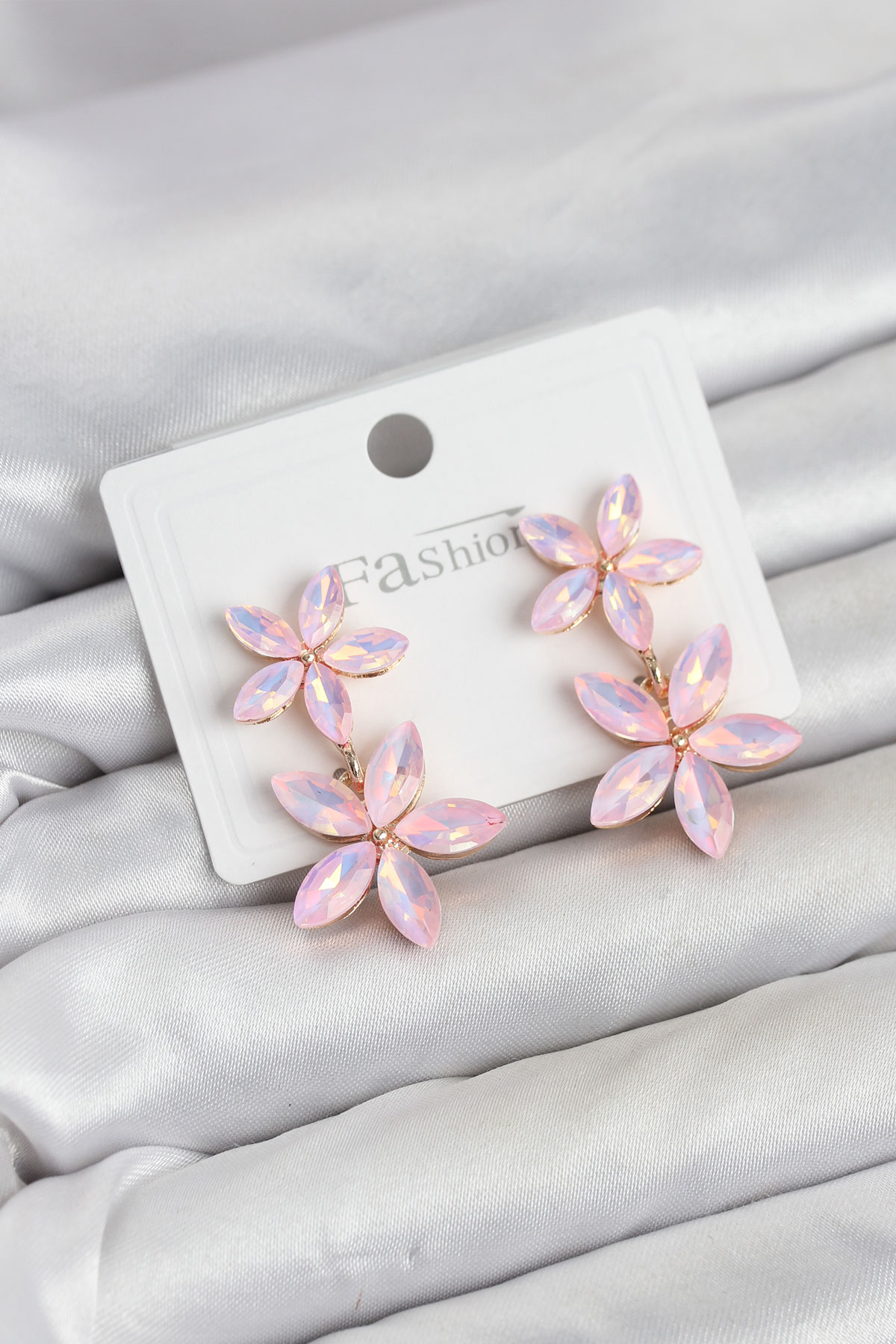 Pembe Kristal Çiçek Küpe - Bayi Depom Pembe Kristal Çiçek Küpe - Bayi Depom