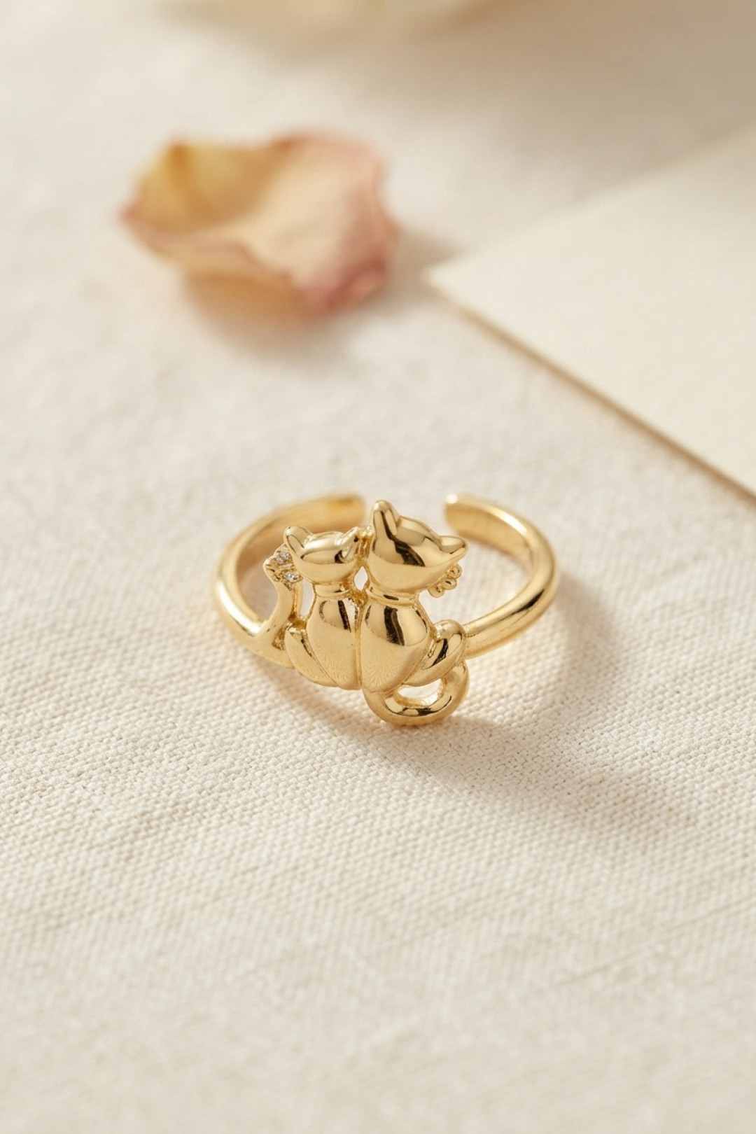 Gold Renk Kedi Tasarım Pirinç Kadın Yüzük - Bayi Depom Gold Renk Kedi Tasarım Pirinç Kadın Yüzük - Bayi Depom