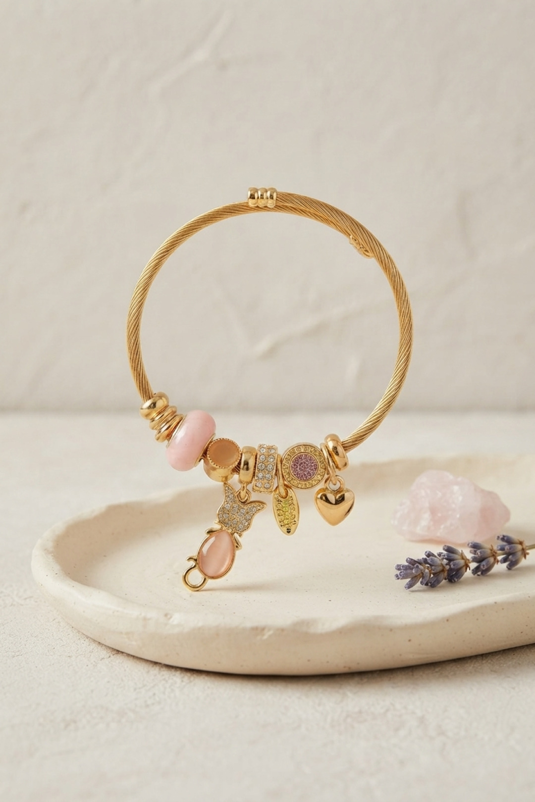 Pembe Kedi Model Gold Renk Charmlı Bileklik - Bayi Depom Pembe Kedi Model Gold Renk Charmlı Bileklik - Bayi Depom