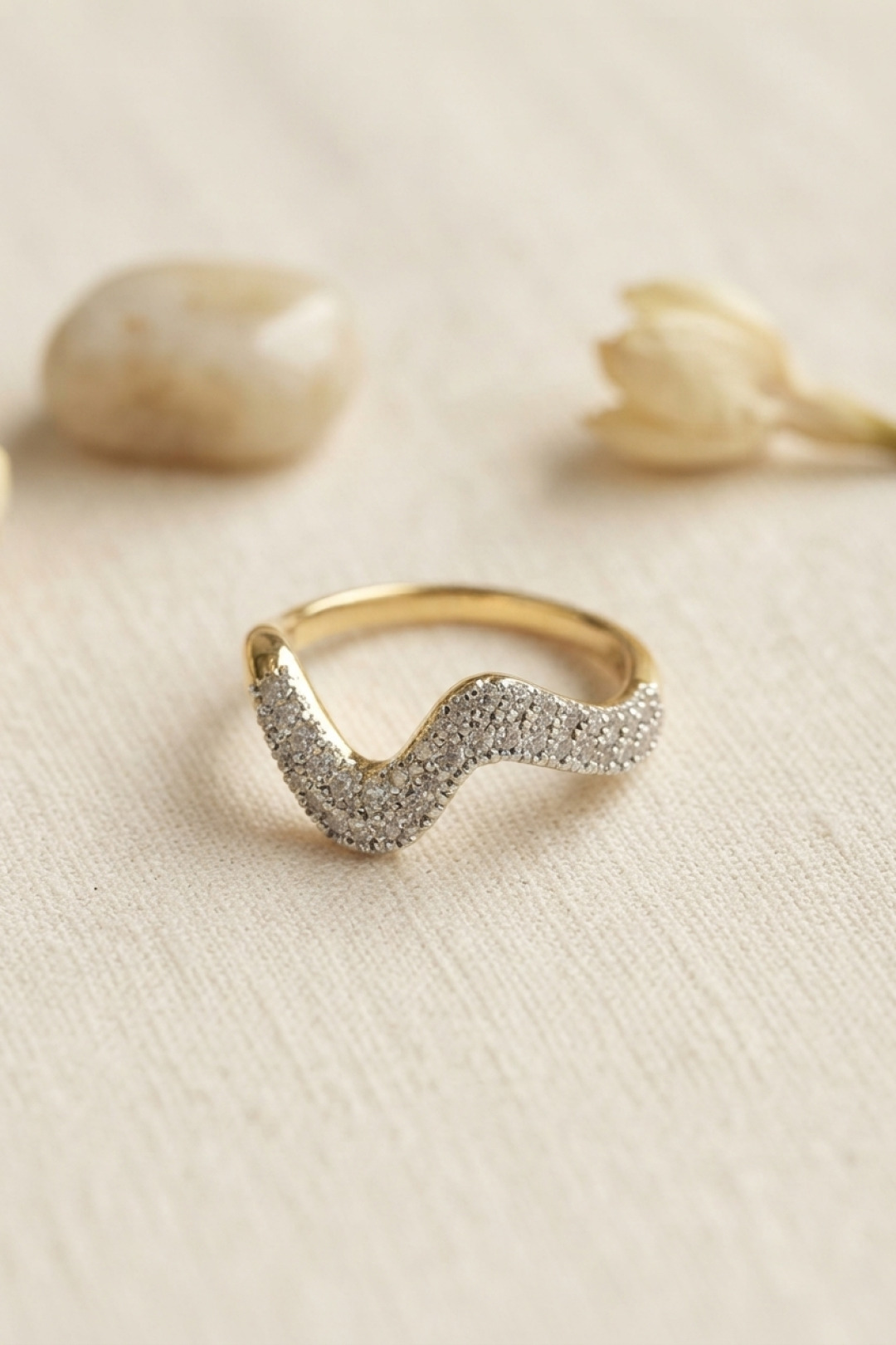 Gold Renk Zirkon Taşlı Dalga Model Kadın Yüzük - Bayi Depom Gold Renk Zirkon Taşlı Dalga Model Kadın Yüzük - Bayi Depom