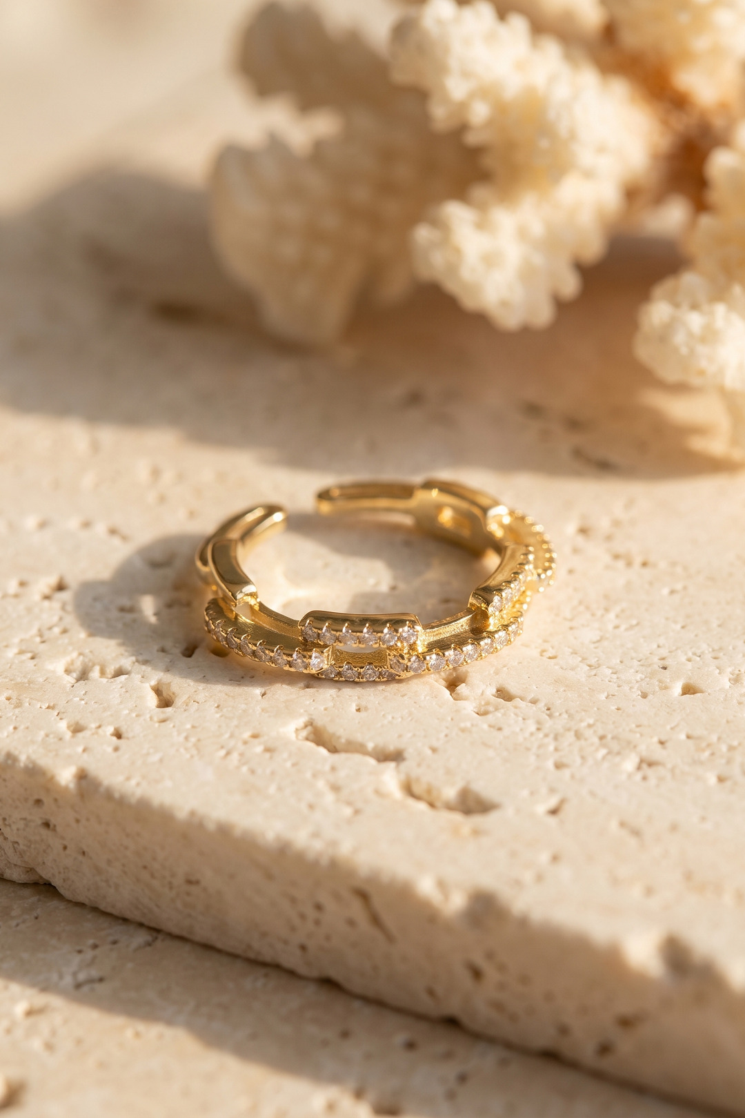 Gold Renk Zirkon Taşlı Zincir Model Kadın Yüzük - Bayi Depom Gold Renk Zirkon Taşlı Zincir Model Kadın Yüzük - Bayi Depom