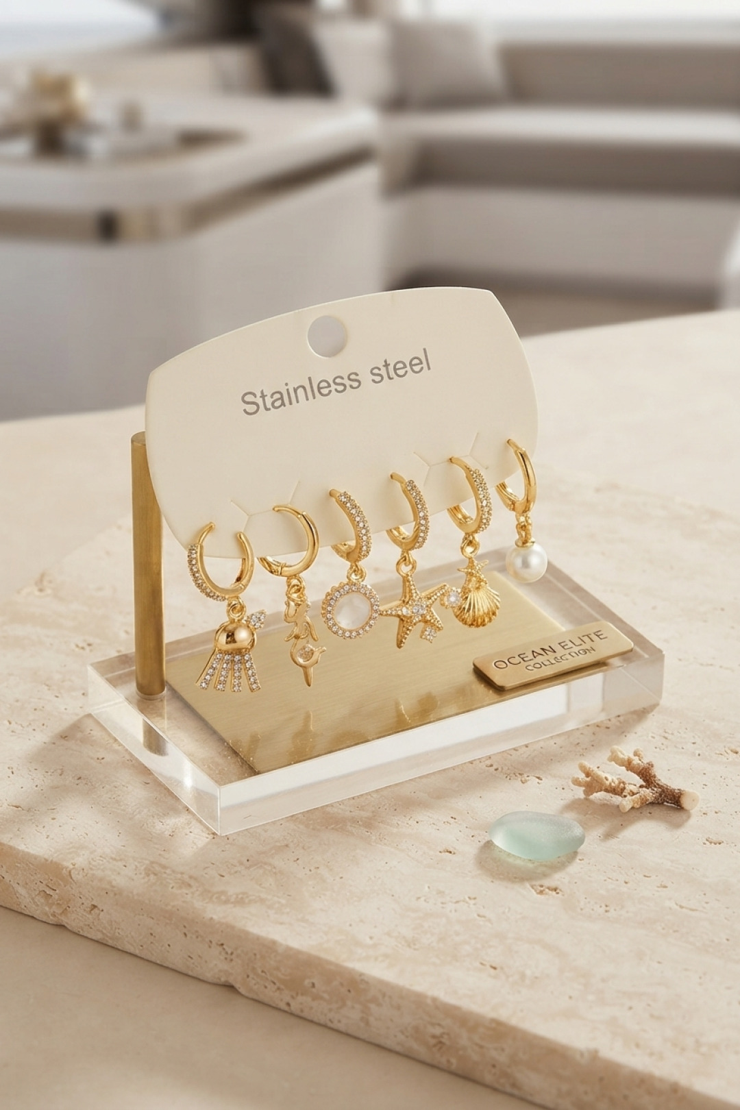 316L Çelik Gold Renk Deniz Konspeti Küpe Seti - Bayi Depom 316L Çelik Gold Renk Deniz Konspeti Küpe Seti - Bayi Depom
