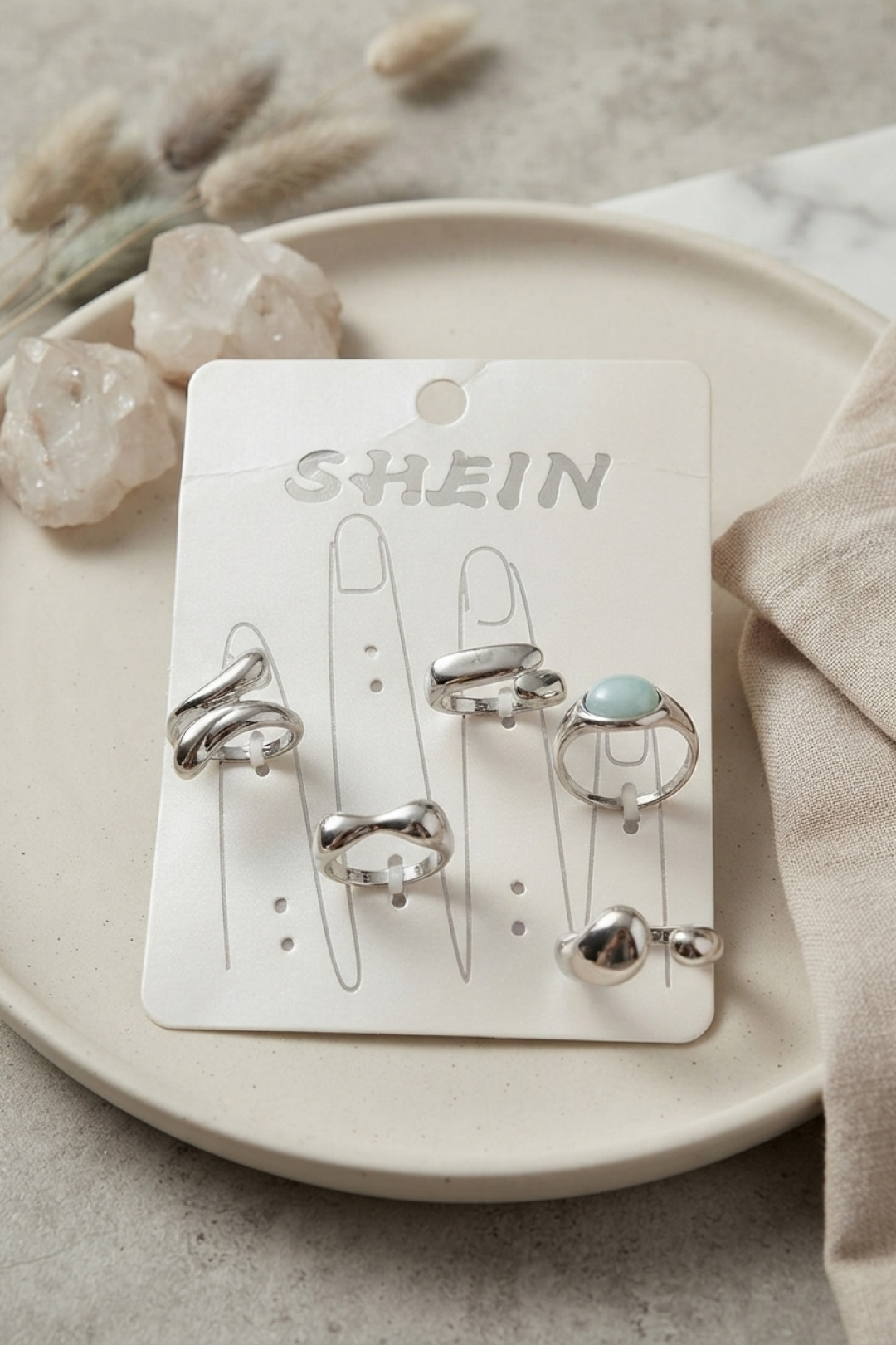 Gümüş Renk Pirinç Bohem Yüzük Kombini BYK4271 - Bayi Depom Gümüş Renk Pirinç Bohem Yüzük Kombini BYK4271 - Bayi Depom