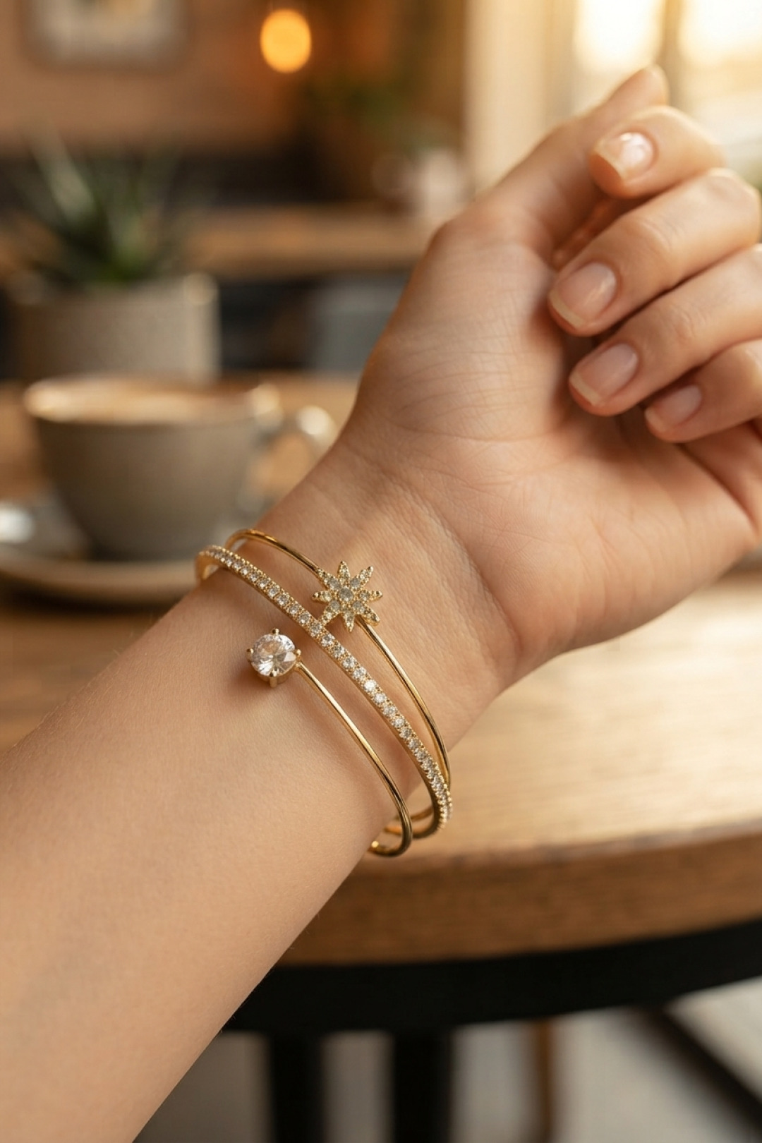 Kutup Yıldızı Model Gold Renk Zirkon Taşlı Kadın Bileklik - Bayi Depom Kutup Yıldızı Model Gold Renk Zirkon Taşlı Kadın Bileklik - Bayi Depom