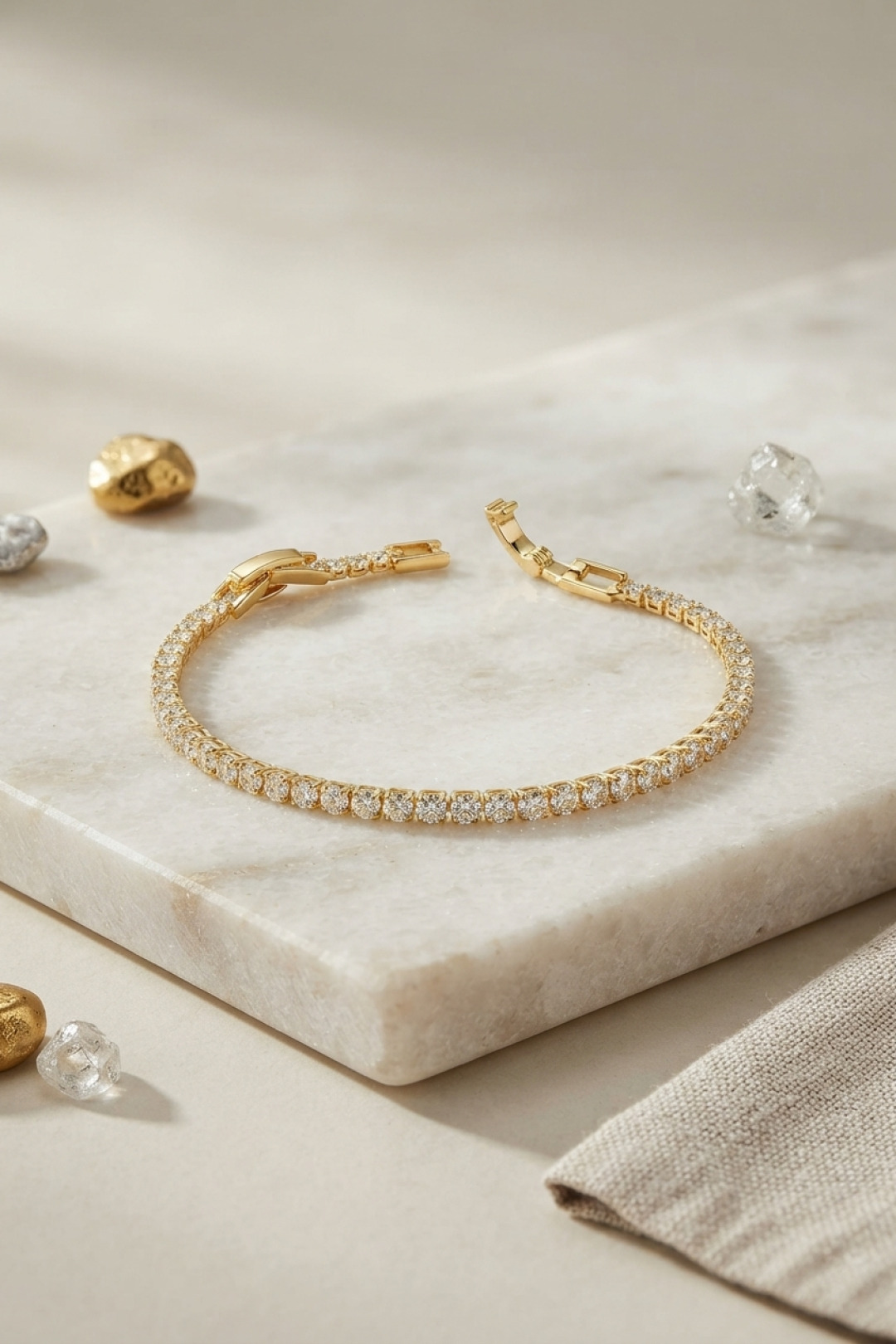 Pirinç Gold Renk İnce Zirkon Taşlı Su Yolu Kadın Bileklik - Bayi Depom Pirinç Gold Renk İnce Zirkon Taşlı Su Yolu Kadın Bileklik - Bayi Depom