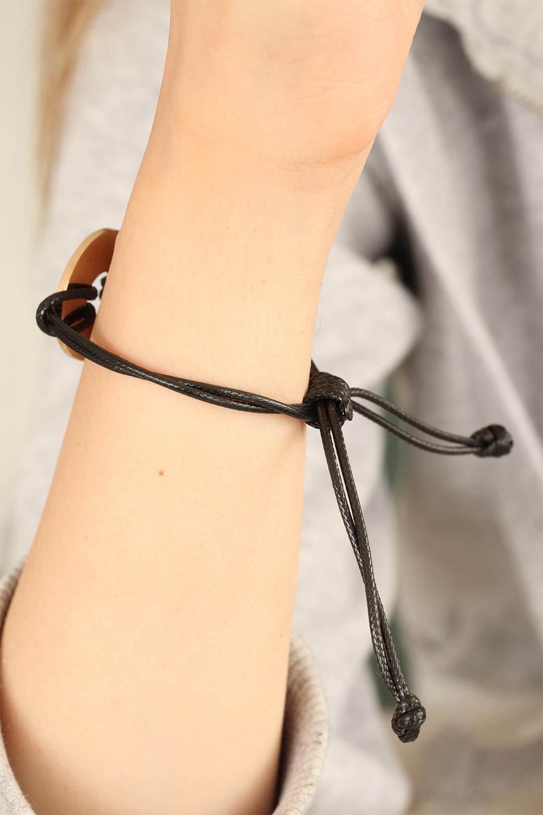 HOPE (Umutlu) Siyah Deri İpli Unisex Mood Bileklik - Bayi Depom