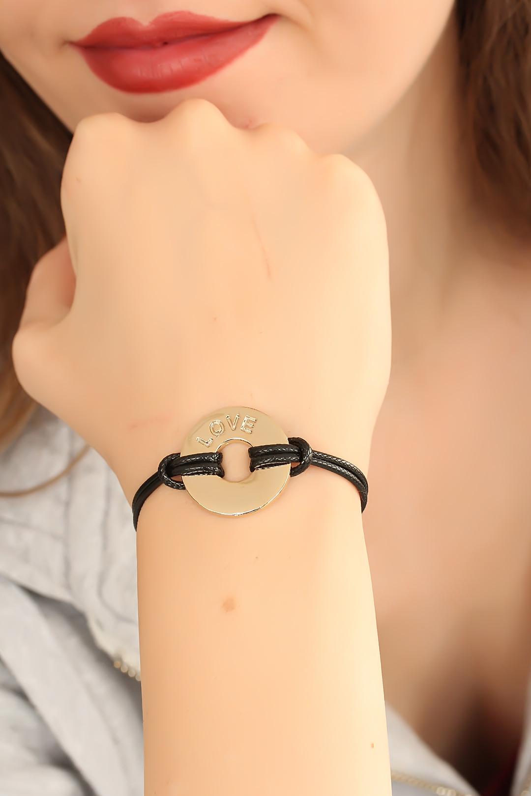 LOVE (Aşık) Siyah Deri İpli Unisex Mood Bileklik - Bayi Depom LOVE (Aşık) Siyah Deri İpli Unisex Mood Bileklik - Bayi Depom