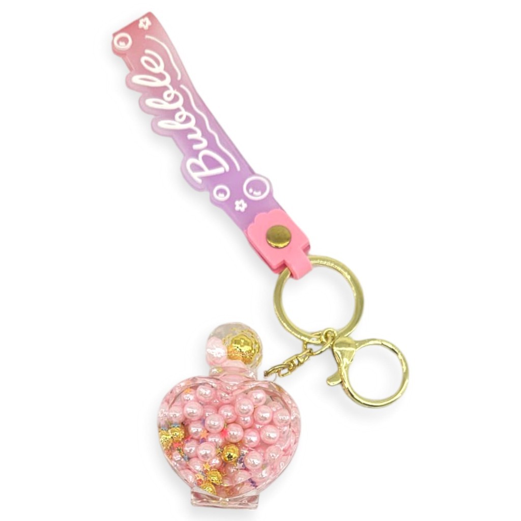 Bubble Serisi Silikon Bileklikli Sulu Kristal Kalp Çanta Süsü ve Anahtarlık - Pembe (Bayi Depom) Bubble Serisi Silikon Bileklikli Sulu Kristal Kalp Çanta Süsü ve Anahtarlık - Pembe (Bayi Depom)