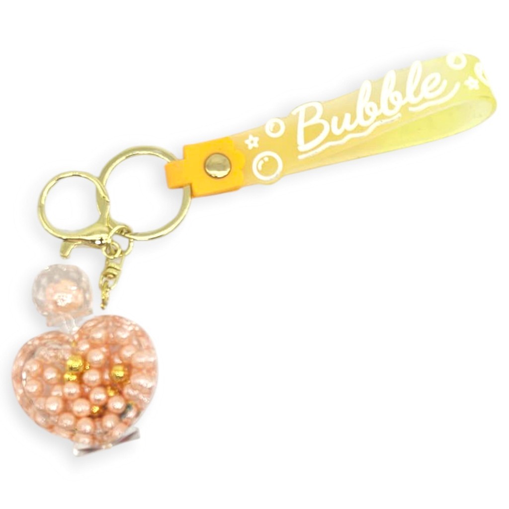 Bubble Serisi Silikon Bileklikli Sulu Kristal Kalp Çanta Süsü ve Anahtarlık - Sarı (Bayi Depom) Bubble Serisi Silikon Bileklikli Sulu Kristal Kalp Çanta Süsü ve Anahtarlık - Sarı (Bayi Depom)