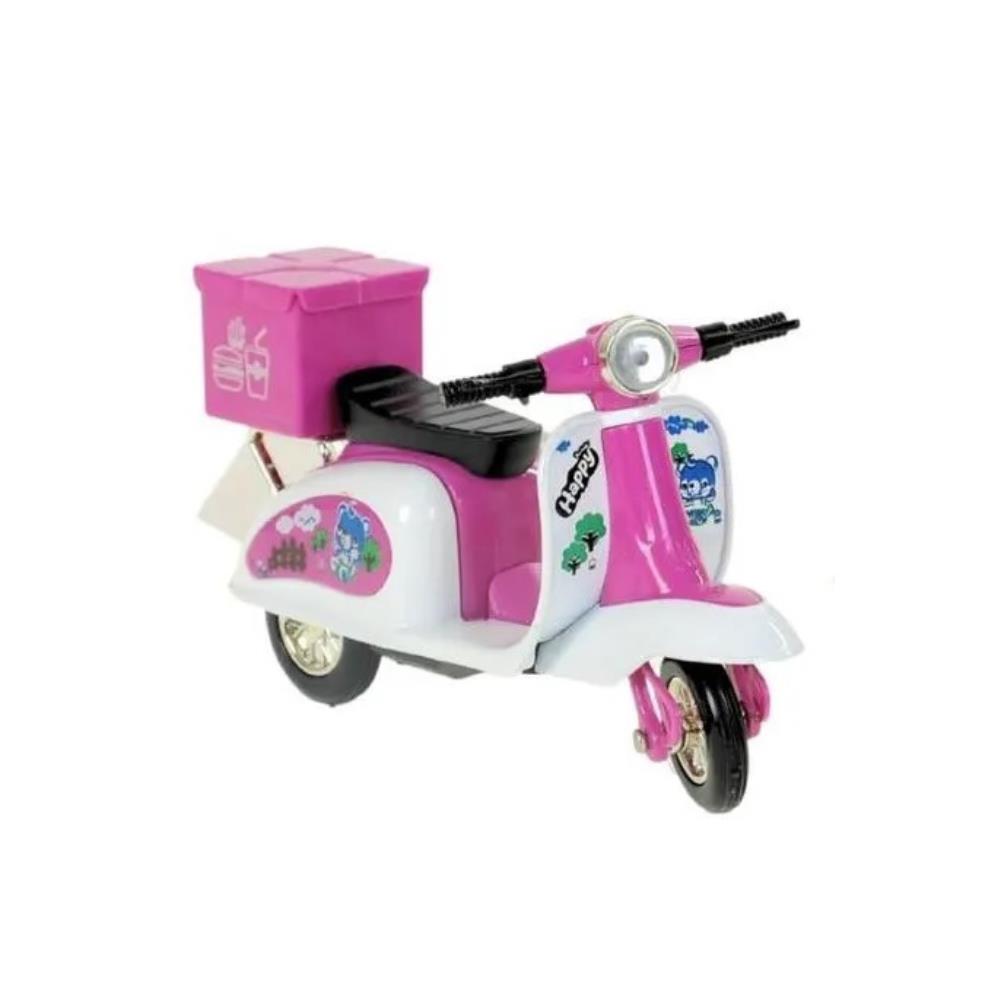 Çek Bırak Metal Vespa Motor 12 Cm - FY361A-12D - Pembe (Bayi Depom)