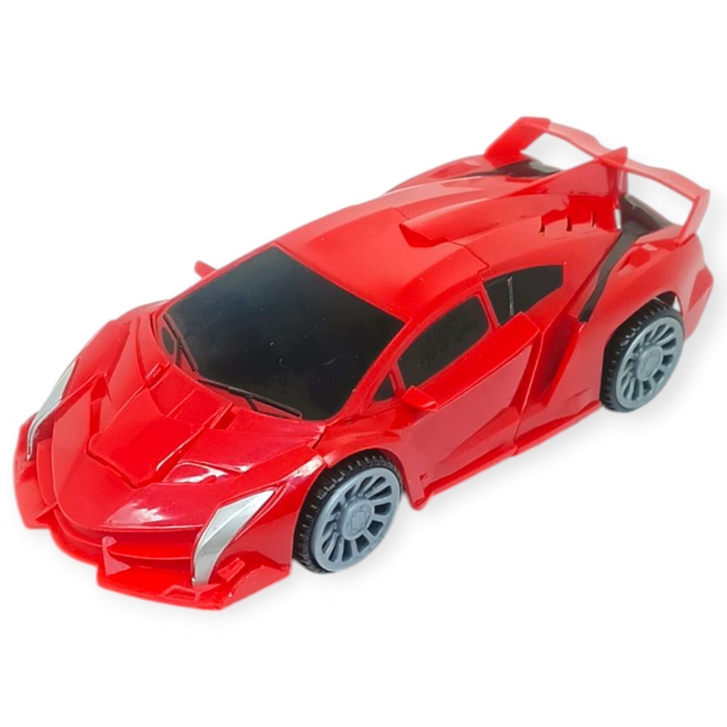 Pilli Robota Dönüşen Araba 17 cm - Kırmızı (Bayi Depom)