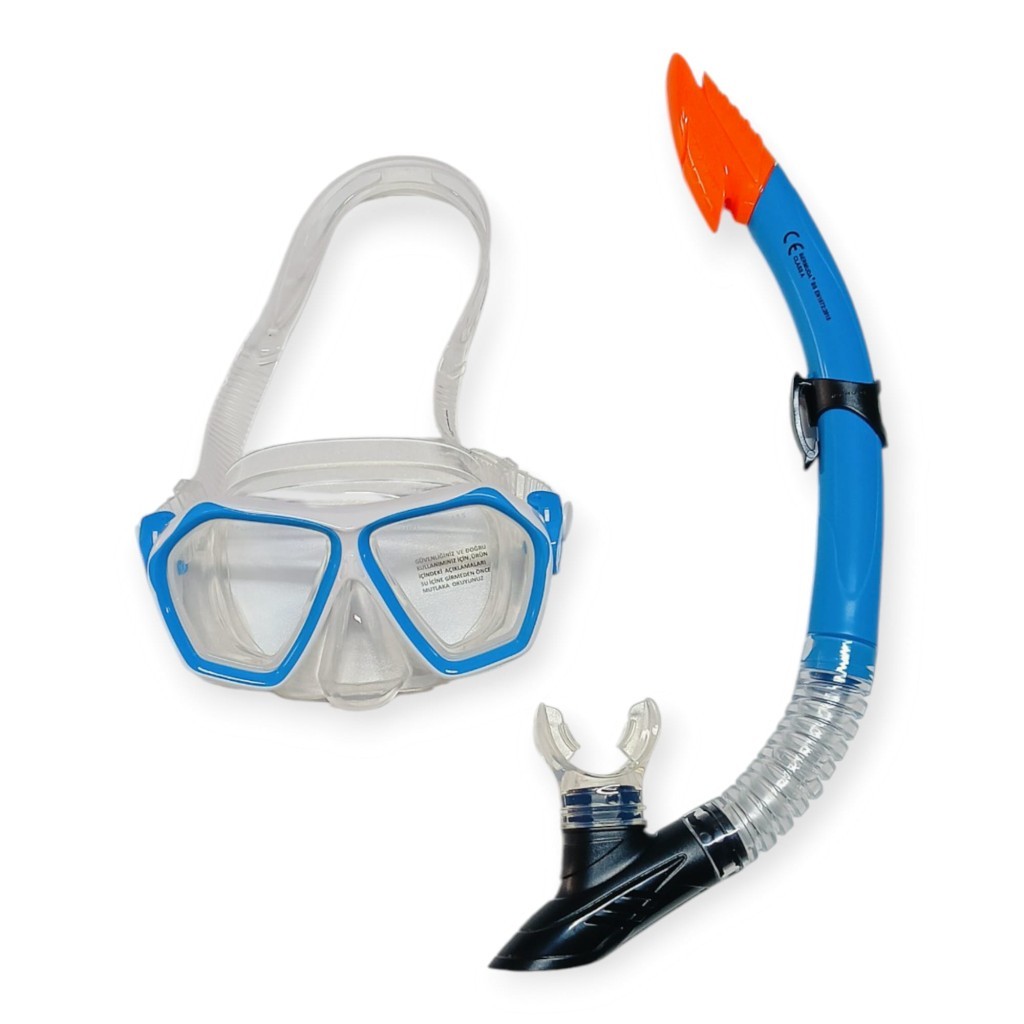 Tempered Camlı Premium Silikon Dalış Maskesi ve Snorkel Yetişkin - Mavi (Bayi Depom) Tempered Camlı Premium Silikon Dalış Maskesi ve Snorkel Yetişkin - Mavi (Bayi Depom)