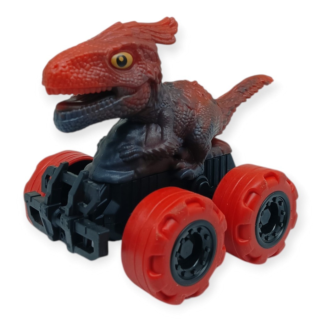 Sürtmeli Dinazor Arabalar 12 cm - H-20 - Kırmızı Parasaurolophus (Bayi Depom)