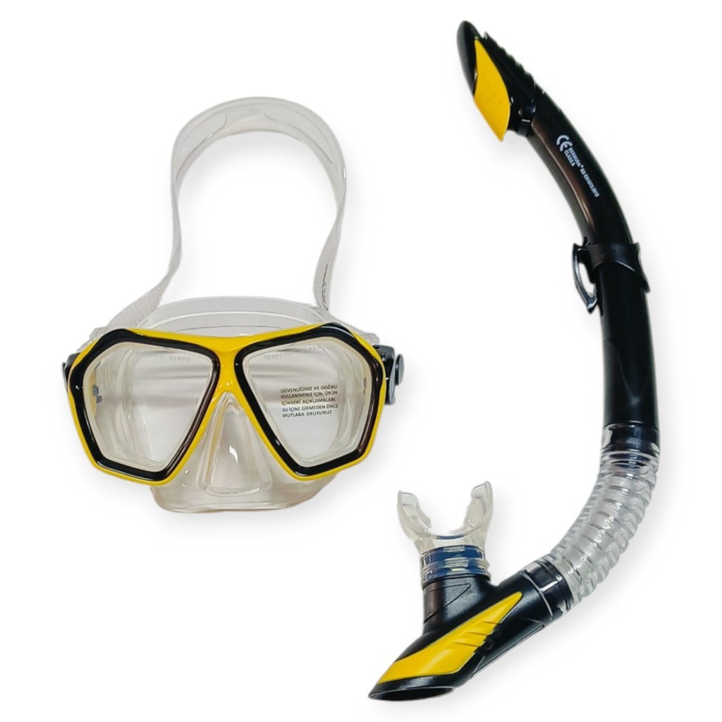 Tempered Camlı Premium Silikon Dalış Maskesi ve Snorkel Yetişkin - Sarı (Bayi Depom) Tempered Camlı Premium Silikon Dalış Maskesi ve Snorkel Yetişkin - Sarı (Bayi Depom)