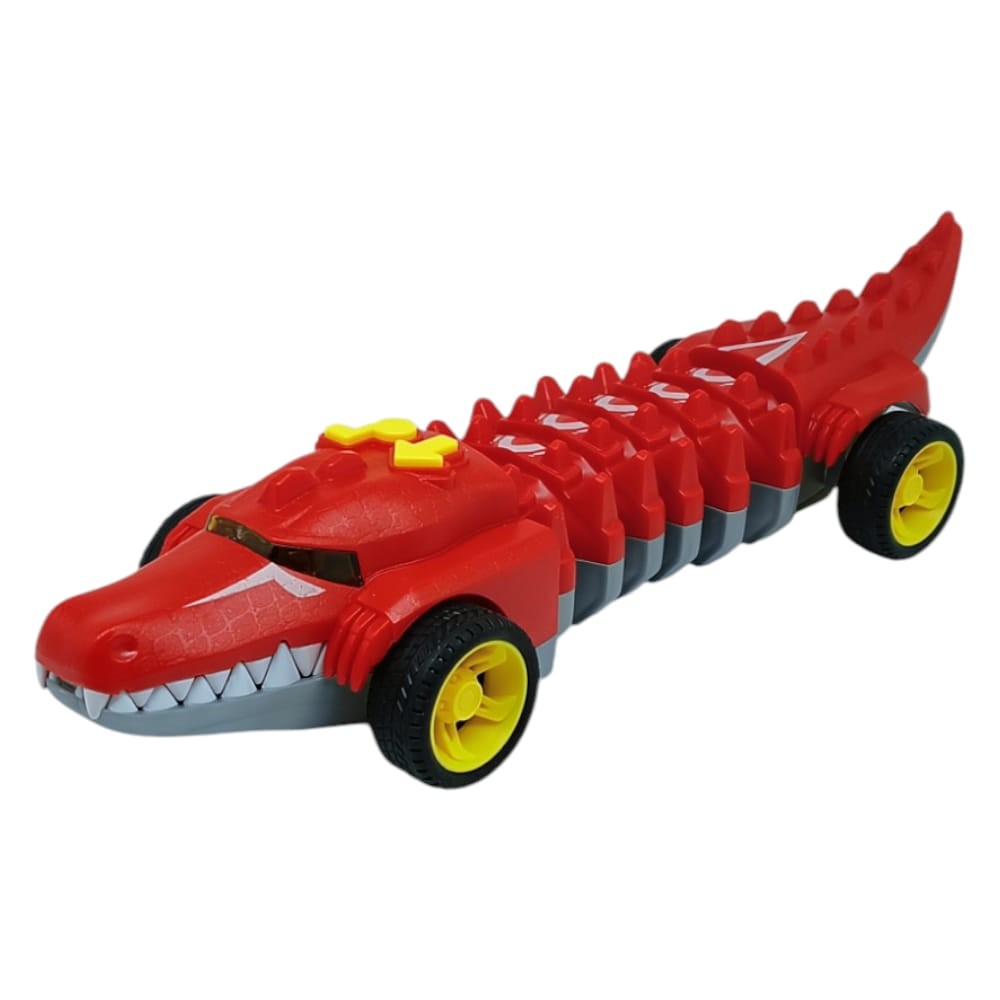 Timsah Araba - Otomatik Hareketli Sesli Işıklı 32 cm - Kırmızı Timsah (Bayi Depom)