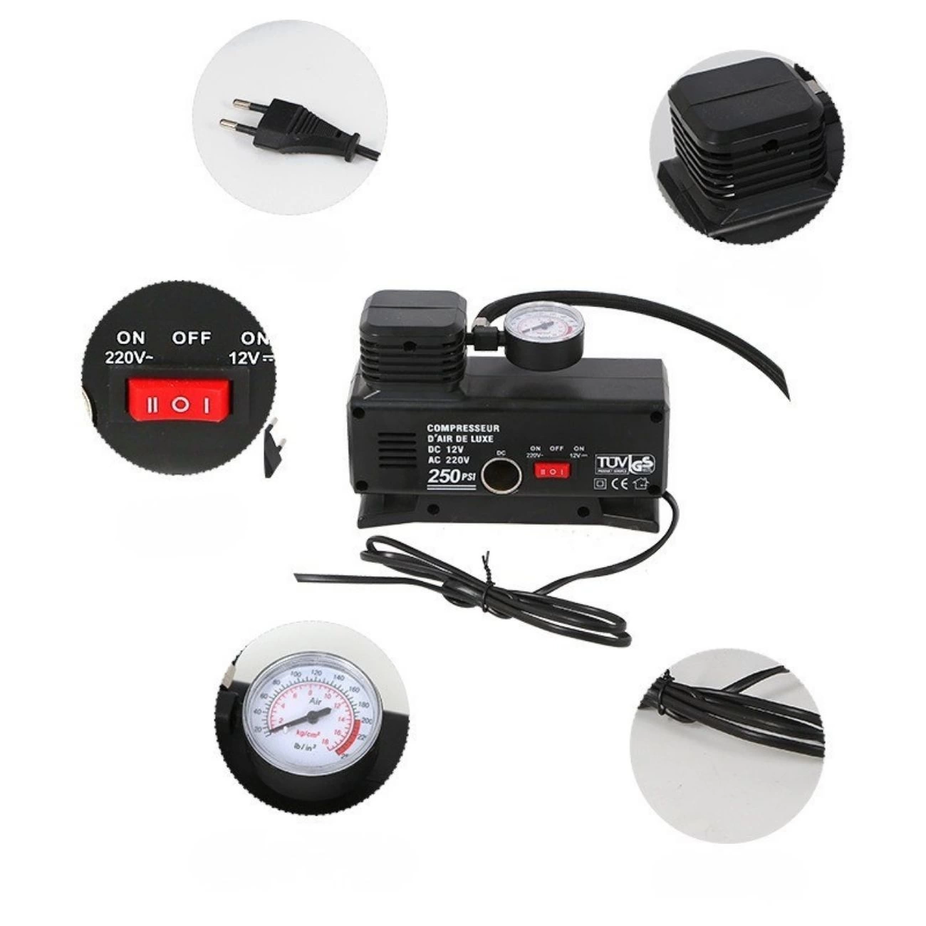 220 Volt-12 Volt 250 Psi Psi Kompresör Lastik Hava Şişirme Oto Pompası Fişli Çakmaklıklı ( Bayi Depom ) 220 Volt-12 Volt 250 Psi Psi Kompresör Lastik Hava Şişirme Oto Pompası Fişli Çakmaklıklı ( Bayi Depom )