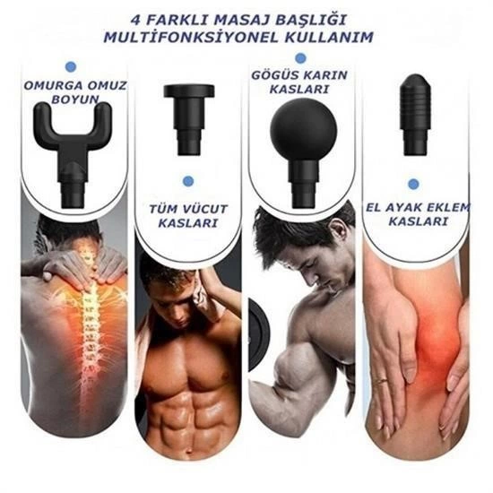 4 Başlıklı 6 Seviye Hız Ayarlı Vurmalı Kas Yoğurmalı Titreşimli Masaj Tabancası Aleti ( Bayi Depom ) 4 Başlıklı 6 Seviye Hız Ayarlı Vurmalı Kas Yoğurmalı Titreşimli Masaj Tabancası Aleti ( Bayi Depom )
