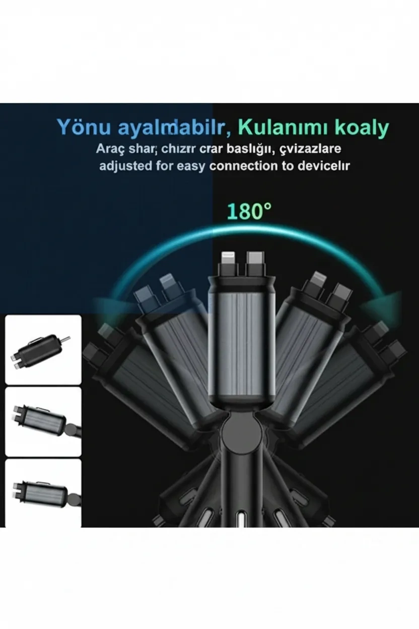 4’ü 1 Arada Araç Çakmaklık Şarj Cihazı 66W Type-C Hızlı Şarj Çift USB Telefon Şarj Geri Çekilebilir Kablo ( Bayi Depom ) 4’ü 1 Arada Araç Çakmaklık Şarj Cihazı 66W Type-C Hızlı Şarj Çift USB Telefon Şarj Geri Çekilebilir Kablo ( Bayi Depom )