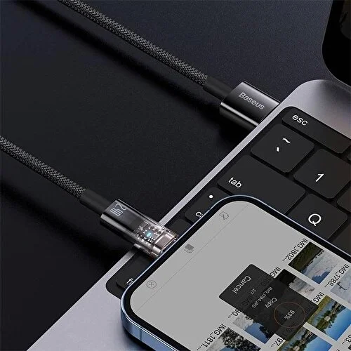 Şeffaf Uçlu iPhone 45w Usb Hızlı ve Dayanıklı Şarj ve Data Işıklı Örgü Kablo 1 Metre ( Bayi Depom ) Şeffaf Uçlu iPhone 45w Usb Hızlı ve Dayanıklı Şarj ve Data Işıklı Örgü Kablo 1 Metre ( Bayi Depom )