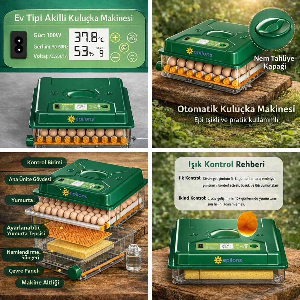 EP120 Yumurta Kapasiteli Tam Otomatik Kuluçka Makinesi - Yeni Nesil Harici Suluklu, Dijital Nem ve Sıcaklık Göstergeli ( Bayi Depom ) EP120 Yumurta Kapasiteli Tam Otomatik Kuluçka Makinesi - Yeni Nesil Harici Suluklu, Dijital Nem ve Sıcaklık Göstergeli ( Bayi Depom )