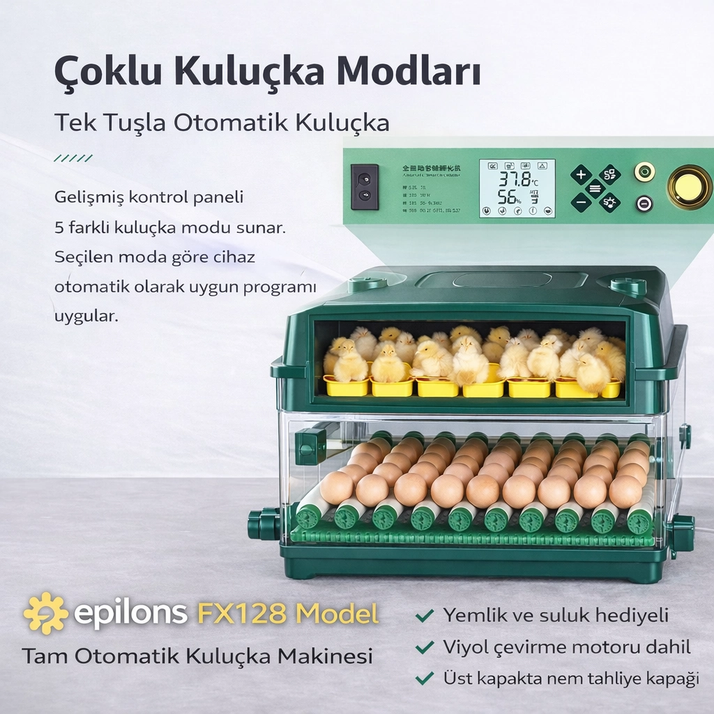 FX128 Model Tam Otomatik Kuluçka Makinesi - Çift Katlı, Çift Güç Sistemli, Su Hazneli Yeni Nesil İnkübatör ( Bayi Depom ) FX128 Model Tam Otomatik Kuluçka Makinesi - Çift Katlı, Çift Güç Sistemli, Su Hazneli Yeni Nesil İnkübatör ( Bayi Depom )