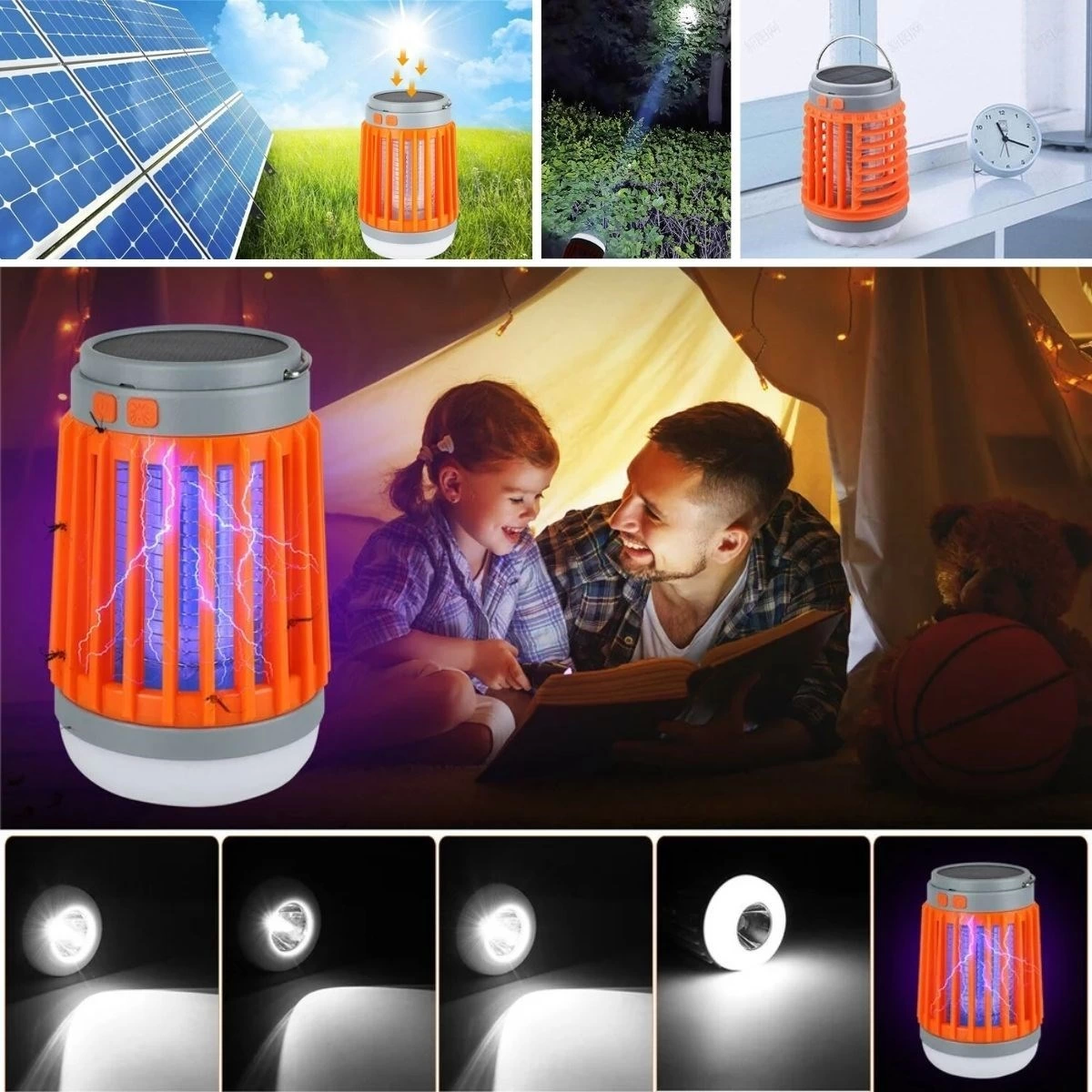 Askılı Solar Enerji İle Şarj Olabilen Sinek Öldürücü Kamp Feneri Işıldak ( Bayi Depom )