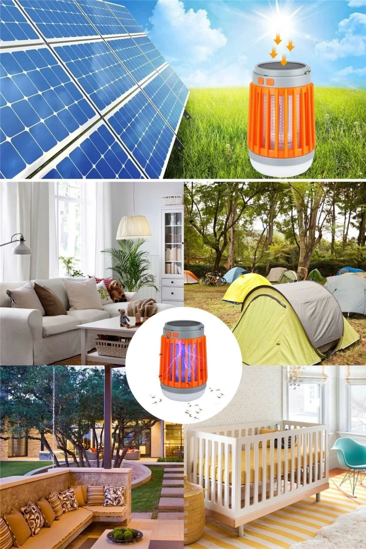 Askılı Solar Enerji İle Şarj Olabilen Sinek Öldürücü Kamp Feneri Işıldak ( Bayi Depom )