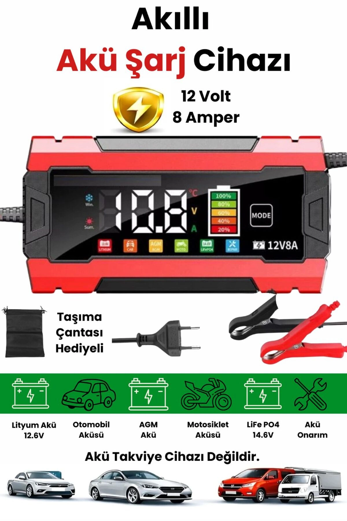 12V 8A Akıllı Akü Şarj Cihazı 12V 8A LCD Ekranlı Pulse Repair Otomatik Akü Şarj & Desülfatör ( Bayi Depom ) 12V 8A Akıllı Akü Şarj Cihazı 12V 8A LCD Ekranlı Pulse Repair Otomatik Akü Şarj & Desülfatör ( Bayi Depom )