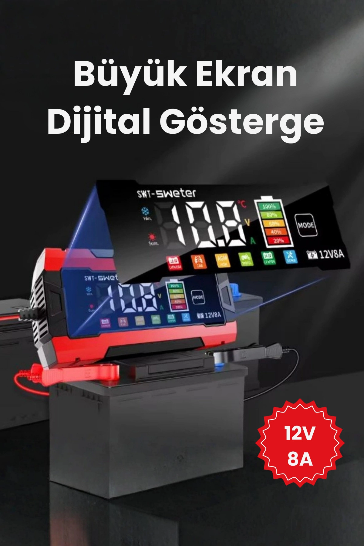 12V 8A Akıllı Akü Şarj Cihazı 12V 8A LCD Ekranlı Pulse Repair Otomatik Akü Şarj & Desülfatör ( Bayi Depom ) 12V 8A Akıllı Akü Şarj Cihazı 12V 8A LCD Ekranlı Pulse Repair Otomatik Akü Şarj & Desülfatör ( Bayi Depom )